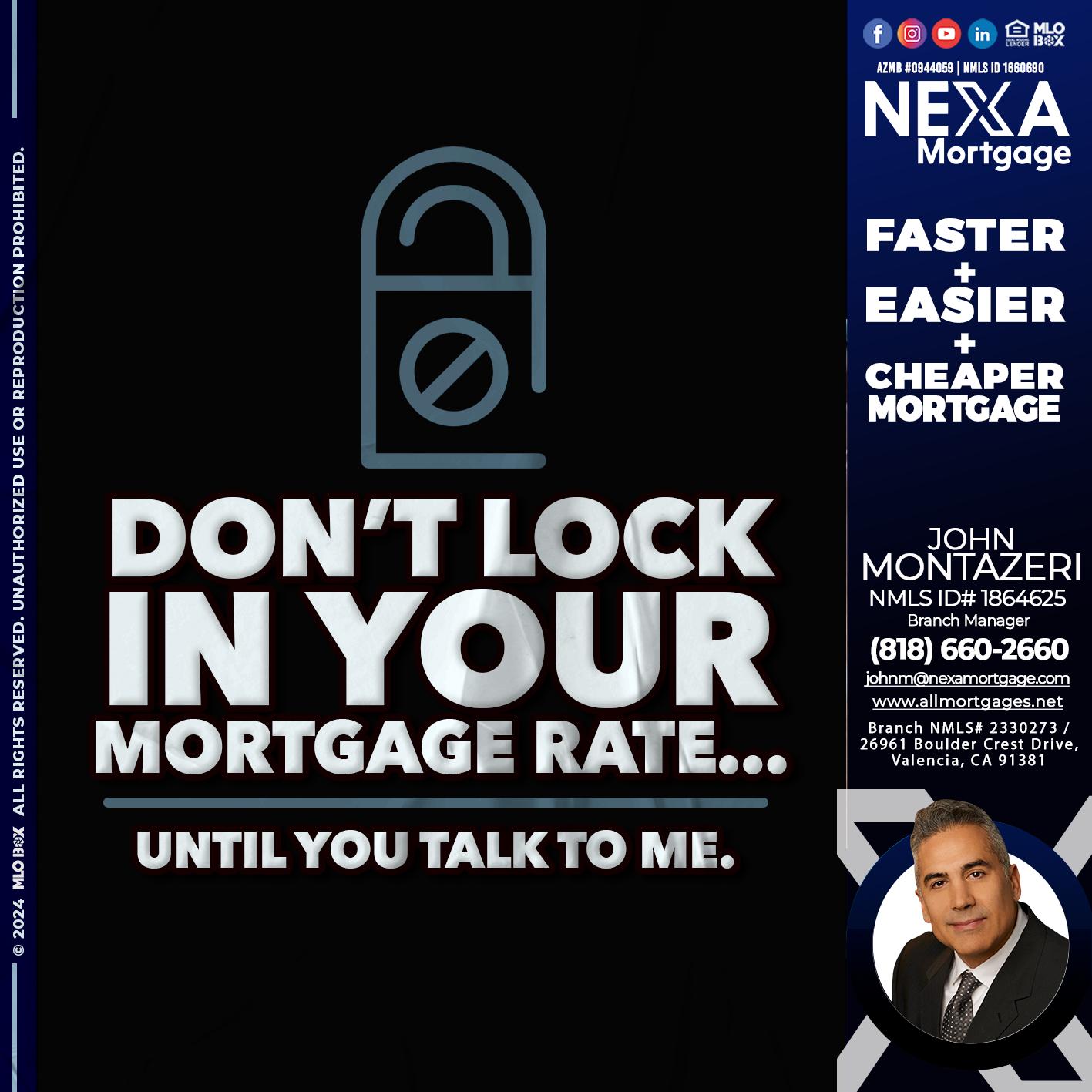DONT LOCK - John Montazeri -Branch Manager - Property Lending Specialist