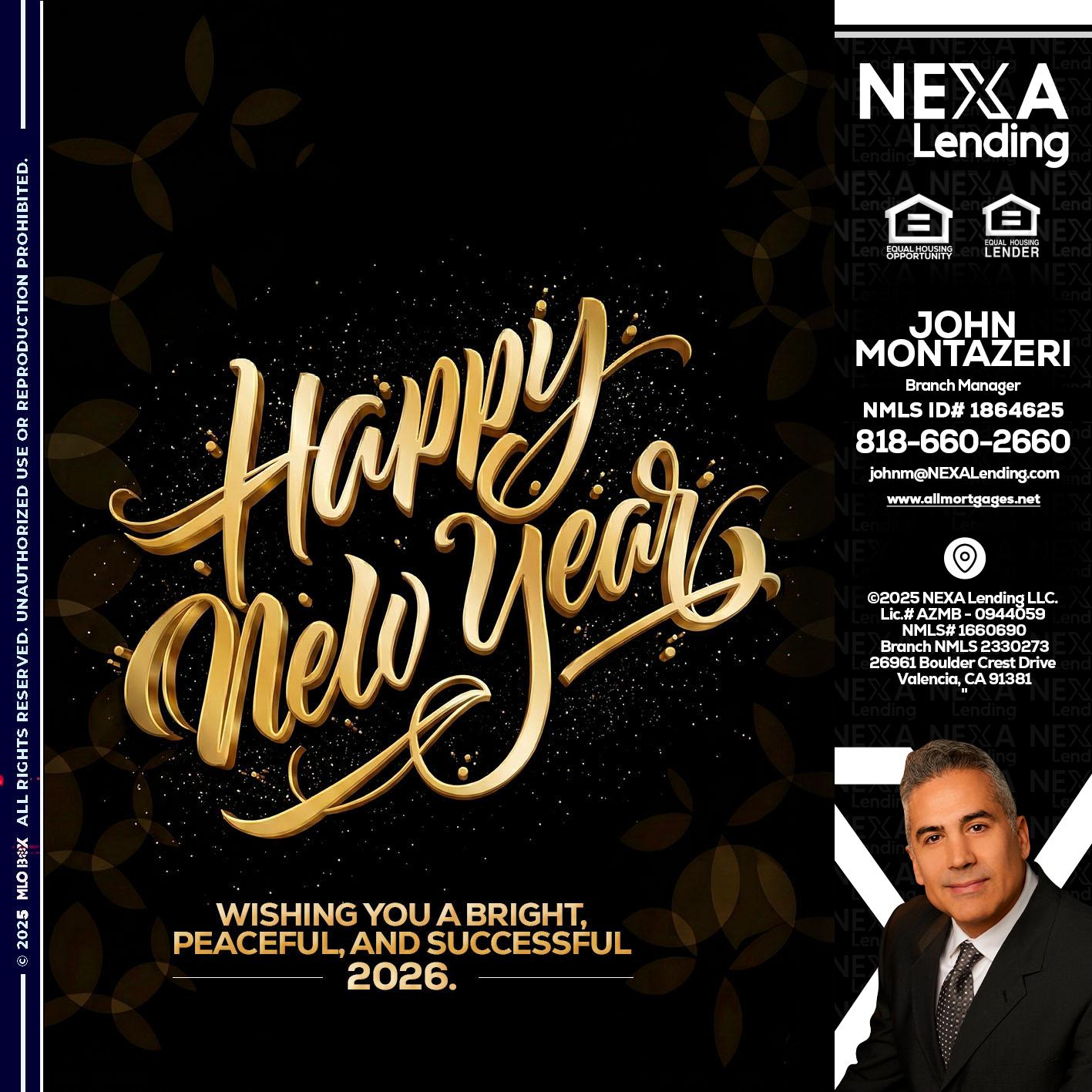HAPPY NEW YEAR - John Montazeri -Branch Manager - Property Lending Specialist