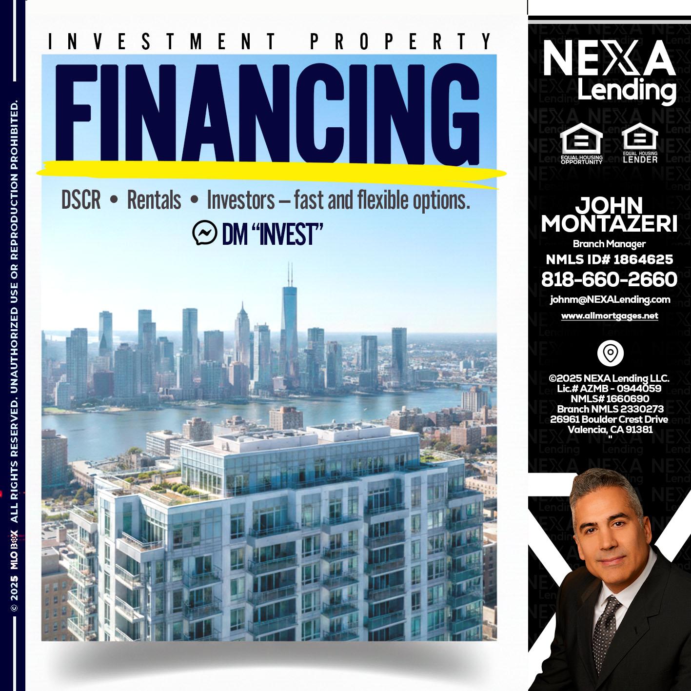 FINANCING - John Montazeri -Branch Manager - Property Lending Specialist