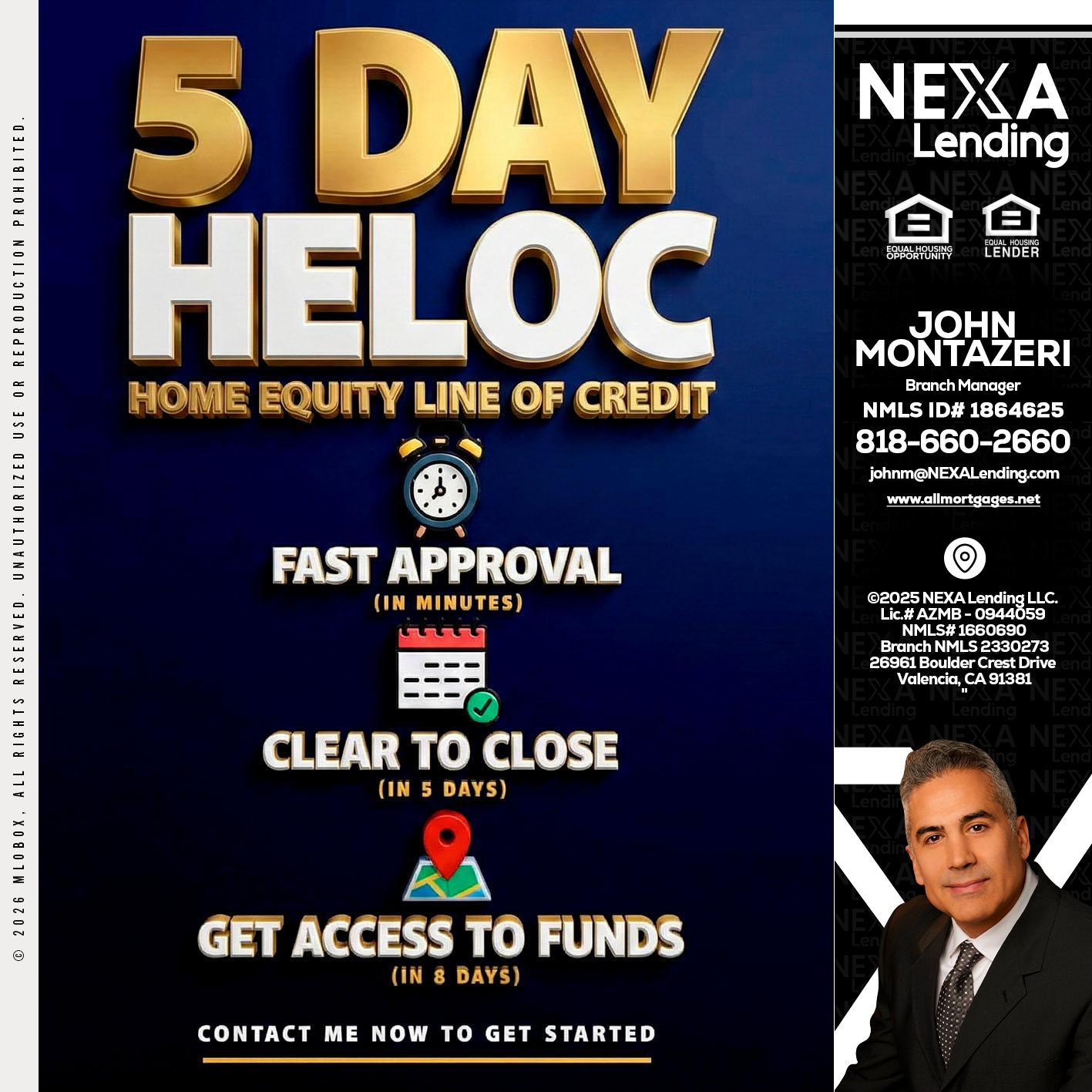 5 day hello - John Montazeri -Branch Manager - Property Lending Specialist