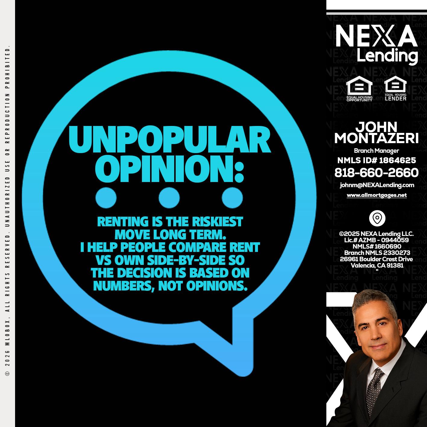 unpopular opinion - John Montazeri -Branch Manager - Property Lending Specialist