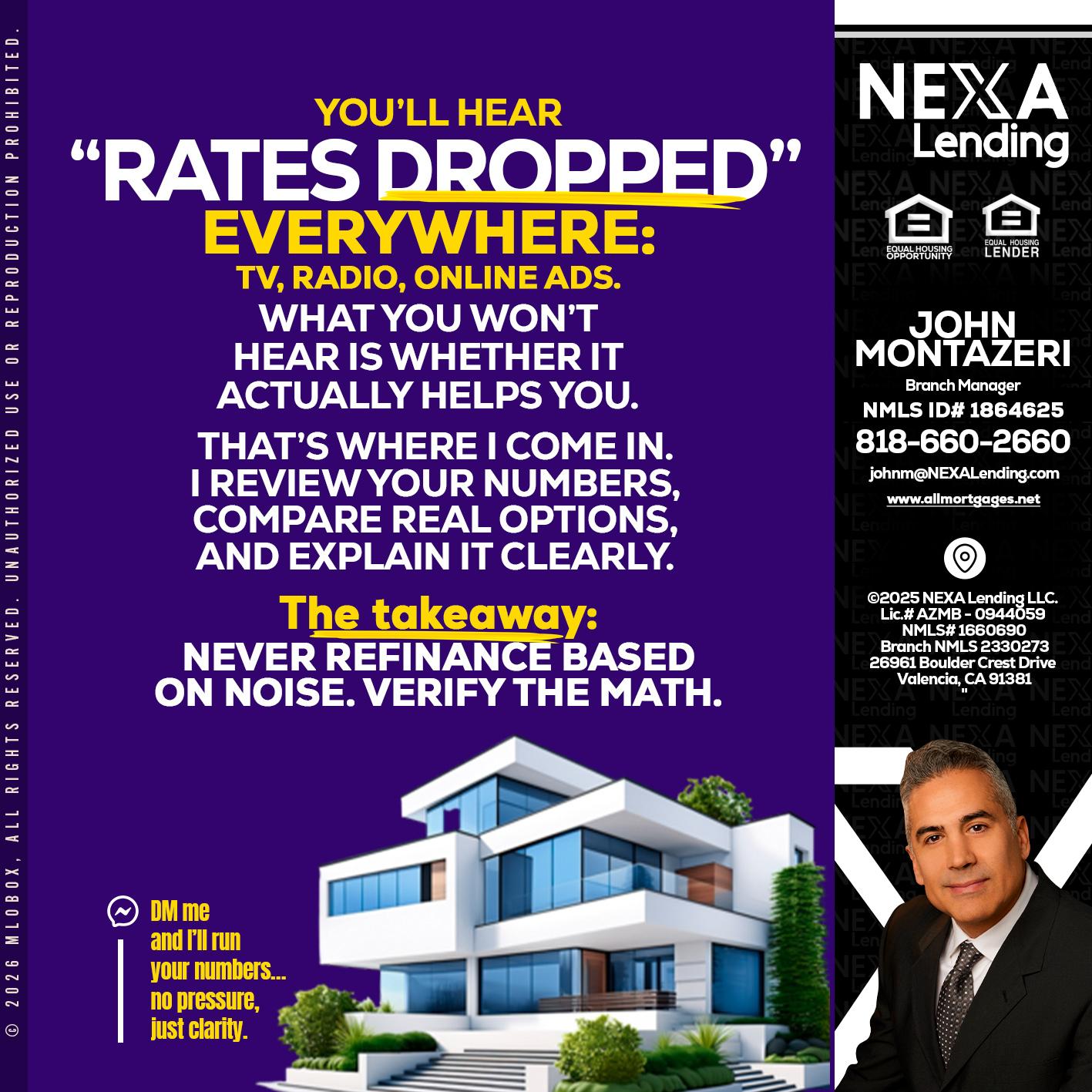 RATES DOPPED - John Montazeri -Branch Manager - Property Lending Specialist