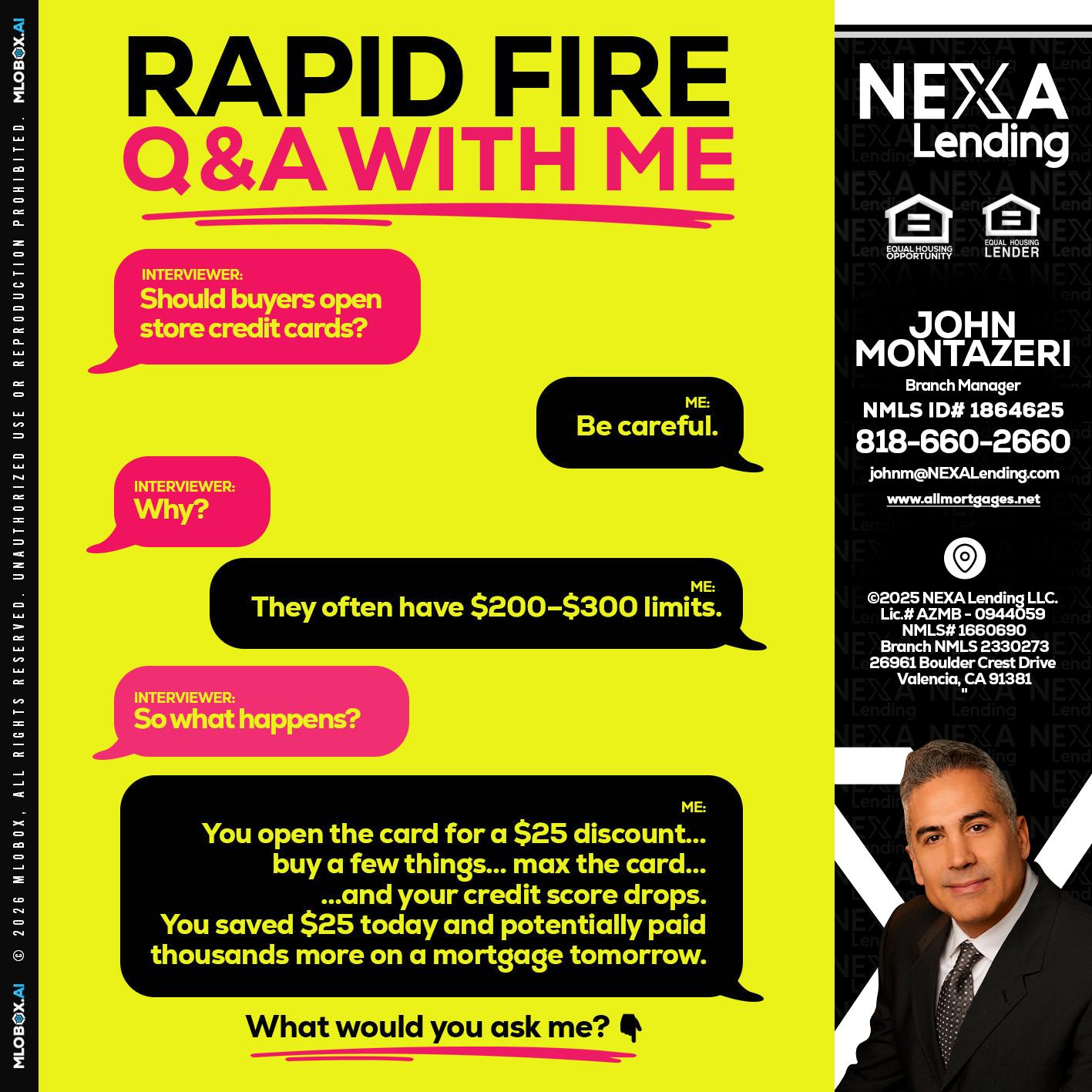 RAPID FIRE Q&A - John Montazeri -Branch Manager - Property Lending Specialist