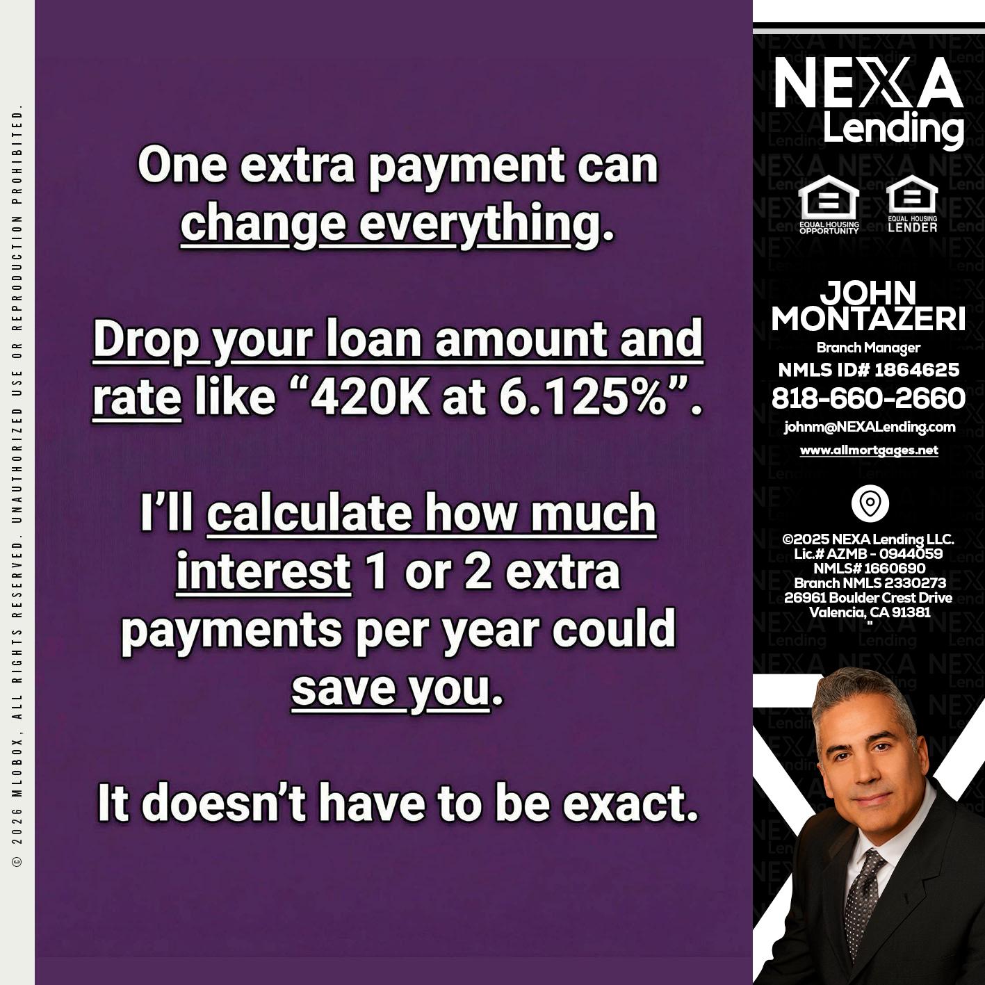 ONE EXTRA - John Montazeri -Branch Manager - Property Lending Specialist