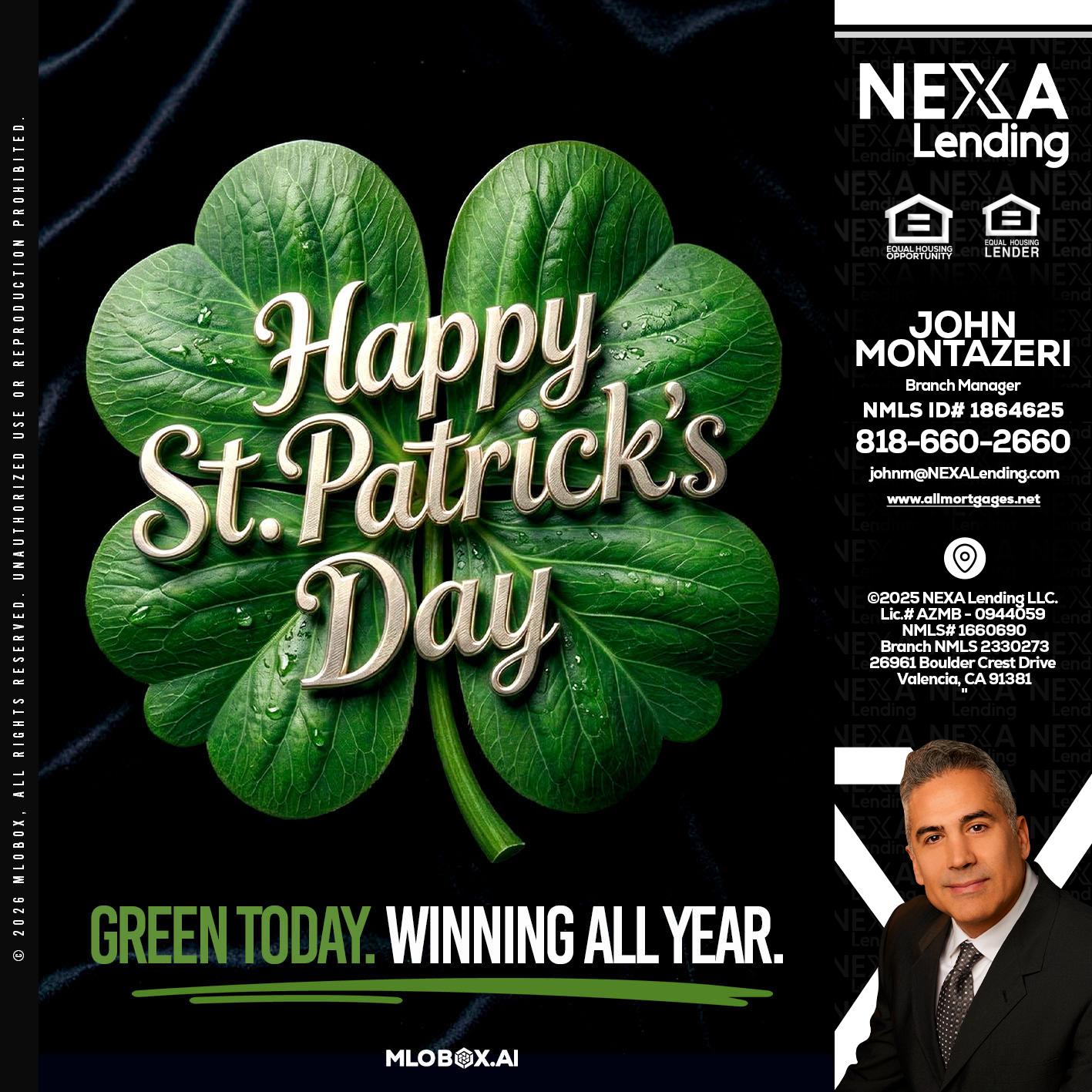 happy st. Patricks day - John Montazeri -Branch Manager - Property Lending Specialist
