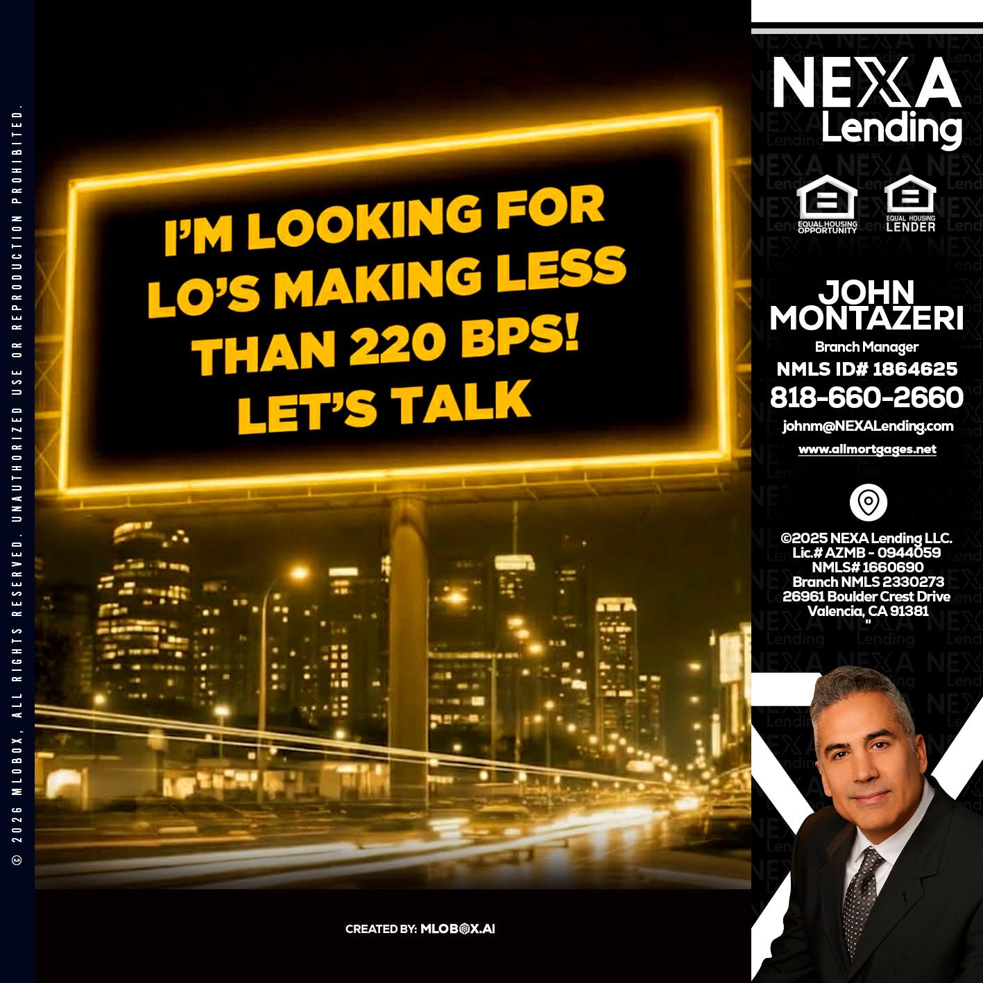 Looking for MLOs - John Montazeri -Branch Manager - Property Lending Specialist