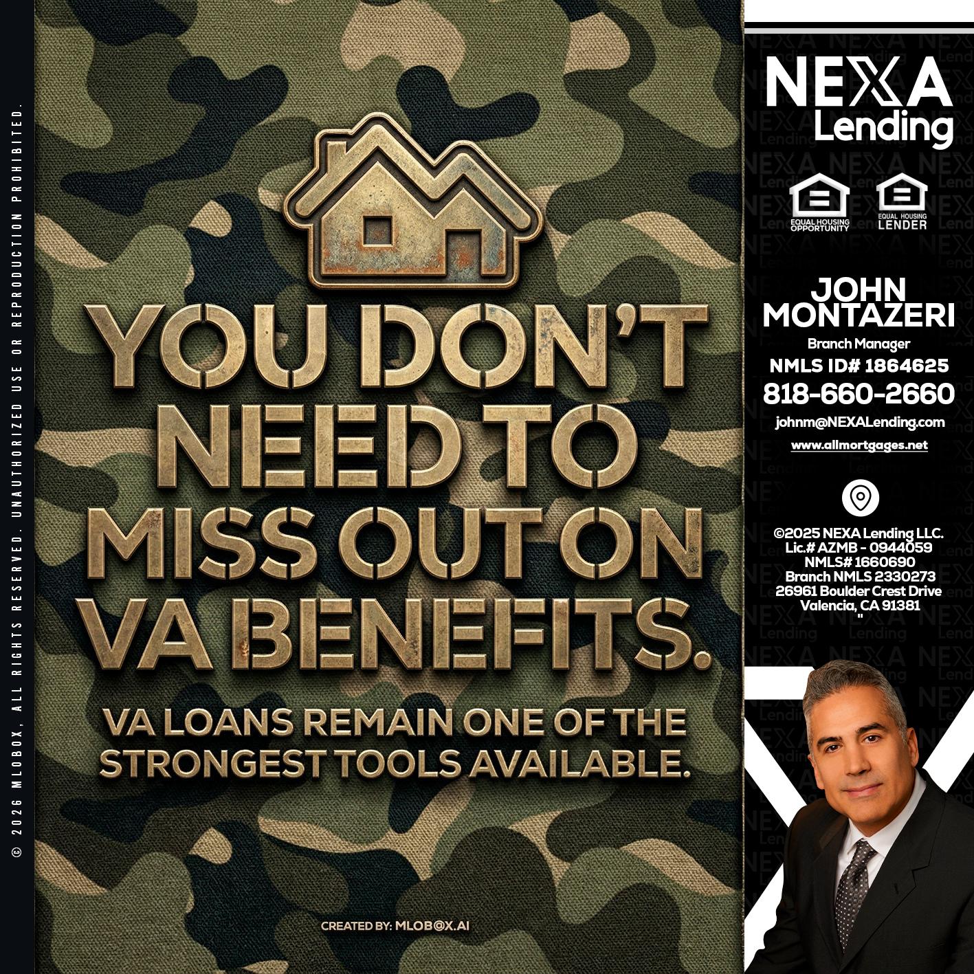 you don't need - John Montazeri -Branch Manager - Property Lending Specialist