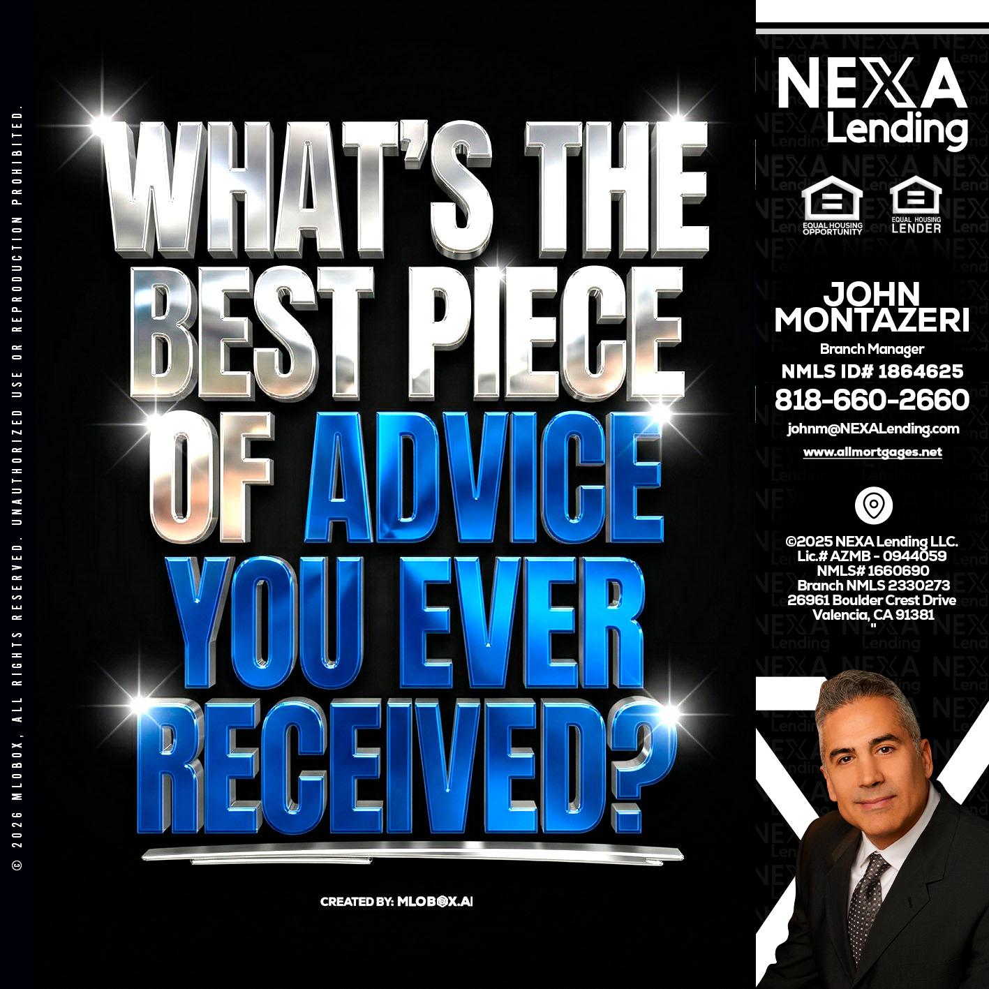 WHATS THE BEST - John Montazeri -Branch Manager - Property Lending Specialist