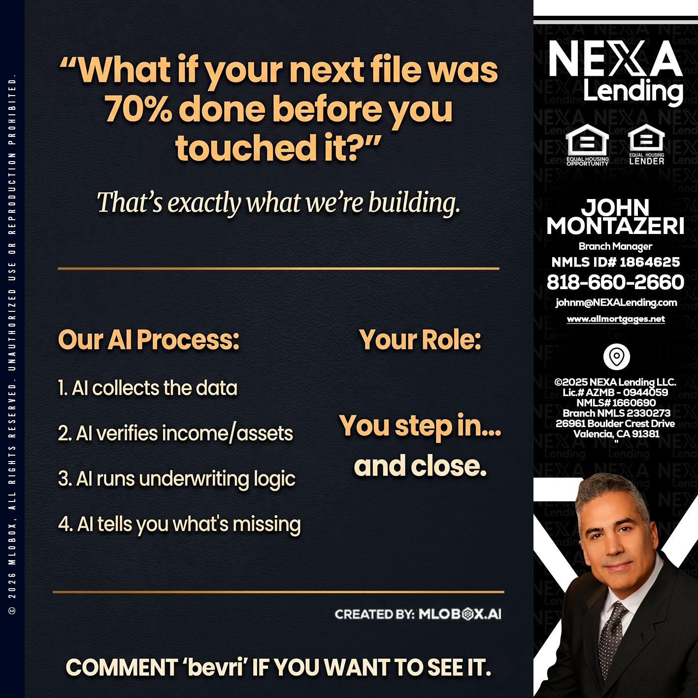 WHAT IF YOUR - John Montazeri -Branch Manager - Property Lending Specialist