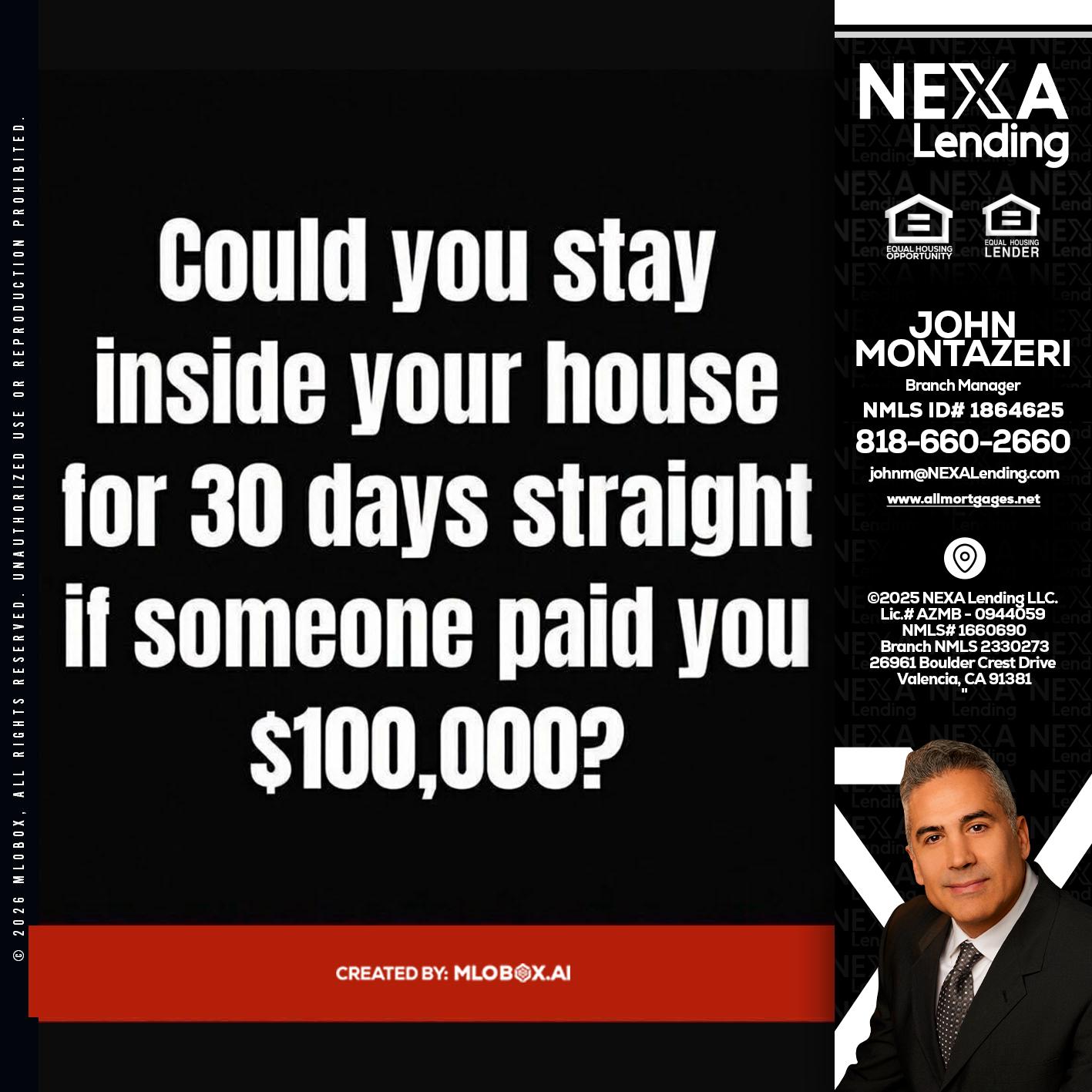 COULD YOU STAY - John Montazeri -Branch Manager - Property Lending Specialist