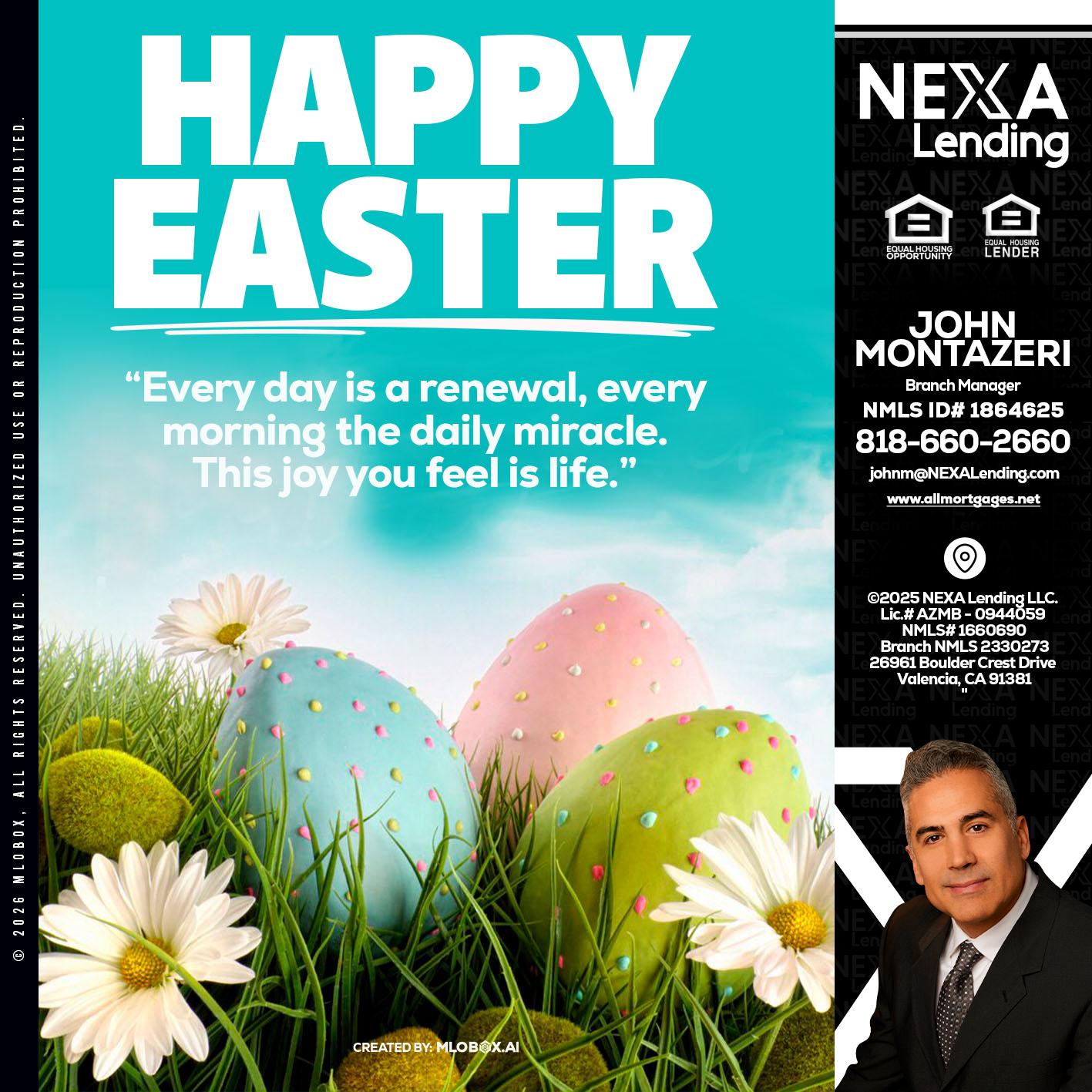 happy easter - John Montazeri -Branch Manager - Property Lending Specialist
