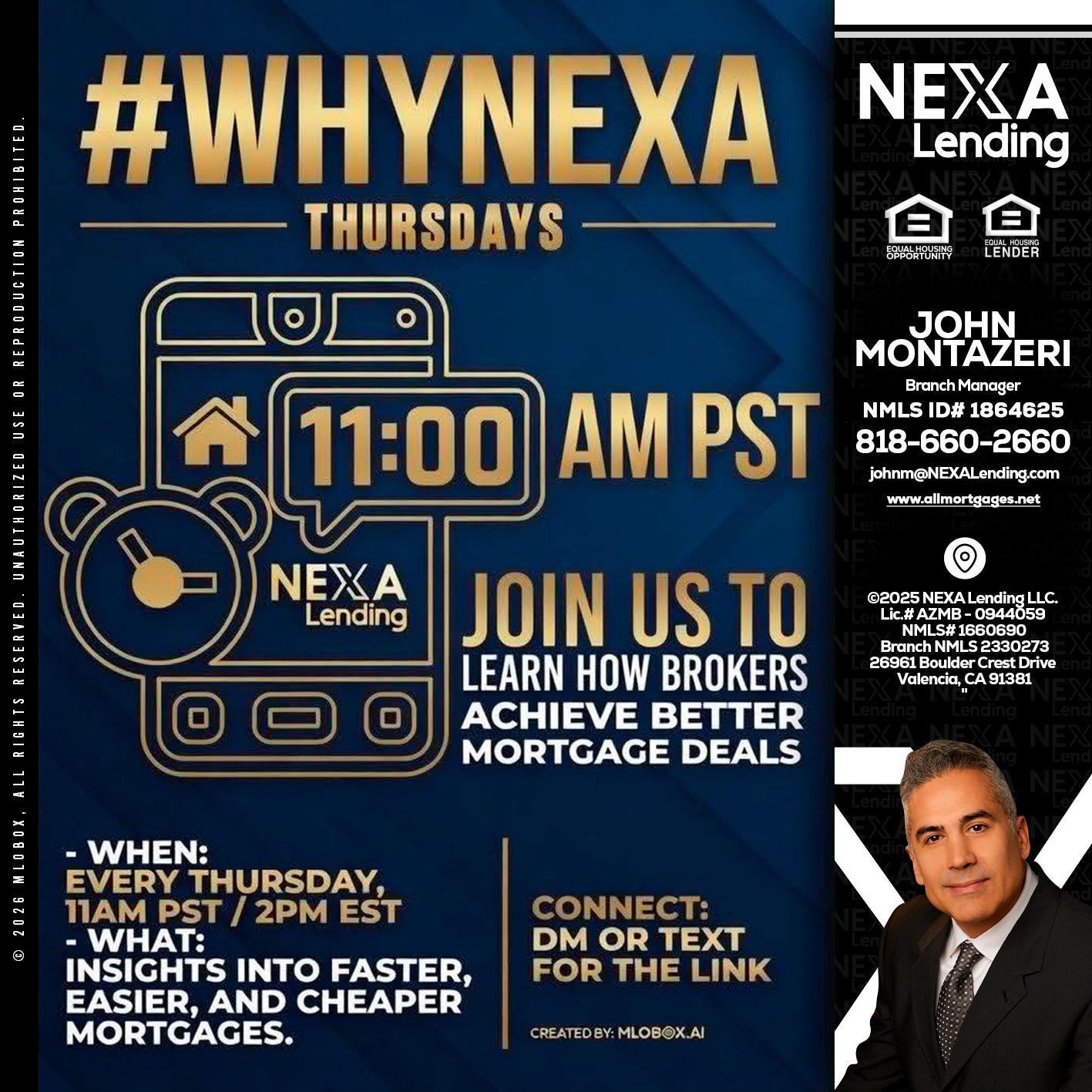 WHY NEXA THURDAYS - John Montazeri -Branch Manager - Property Lending Specialist