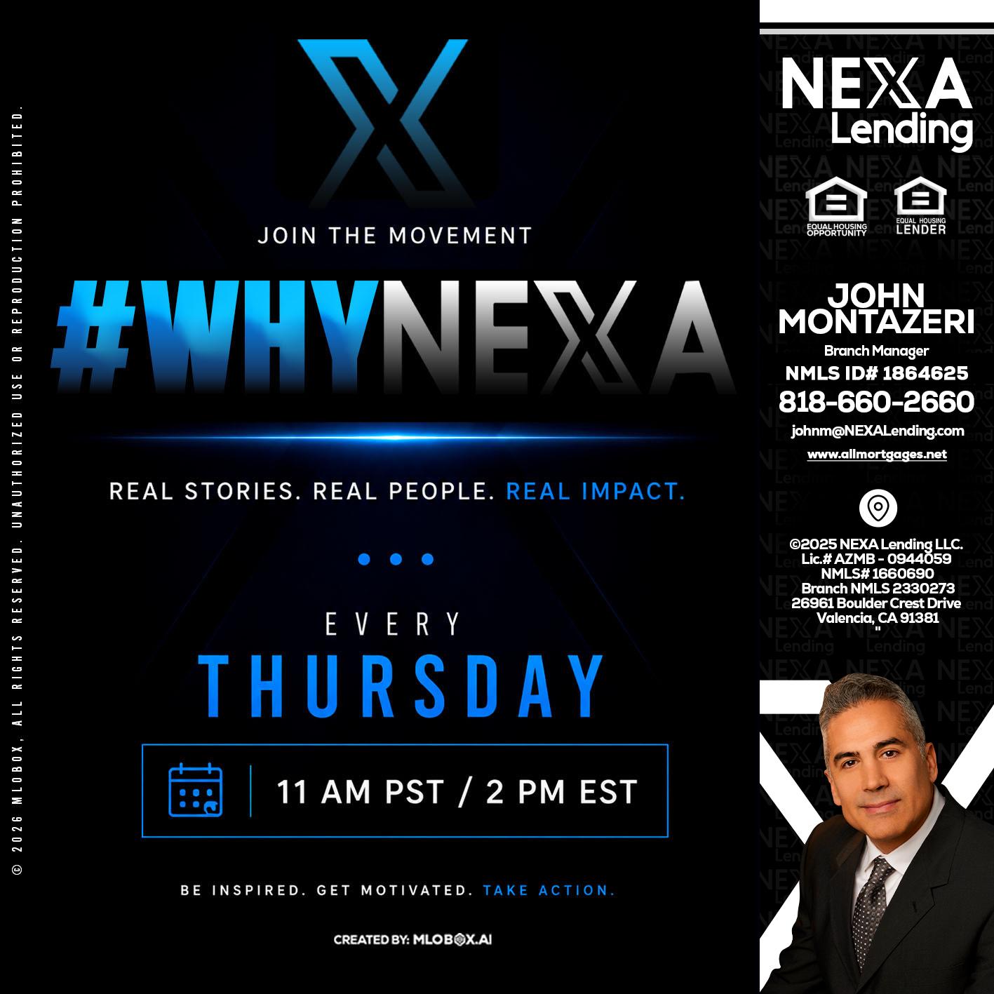 why NEXA - John Montazeri -Branch Manager - Property Lending Specialist