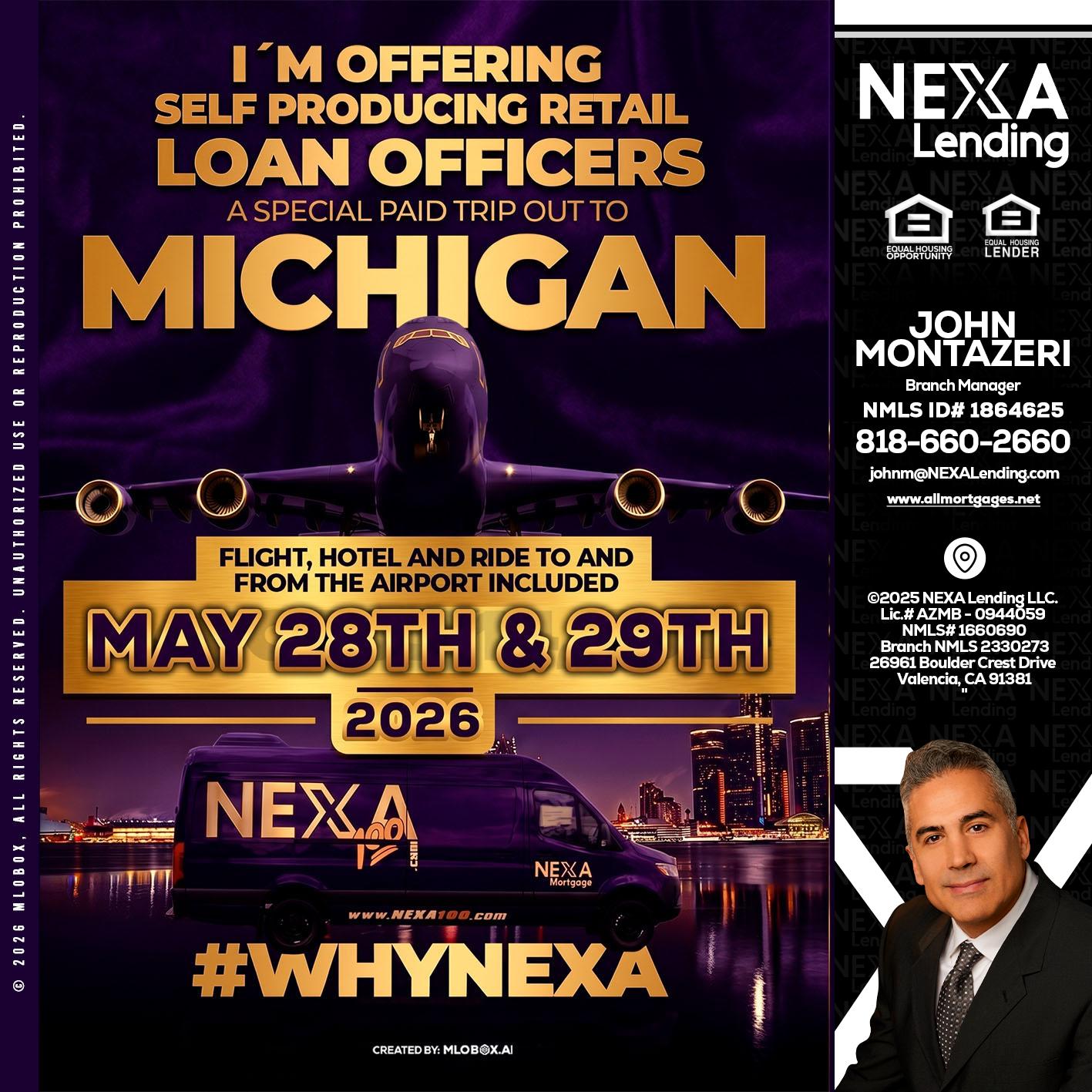 MICHIGAN - John Montazeri -Branch Manager - Property Lending Specialist
