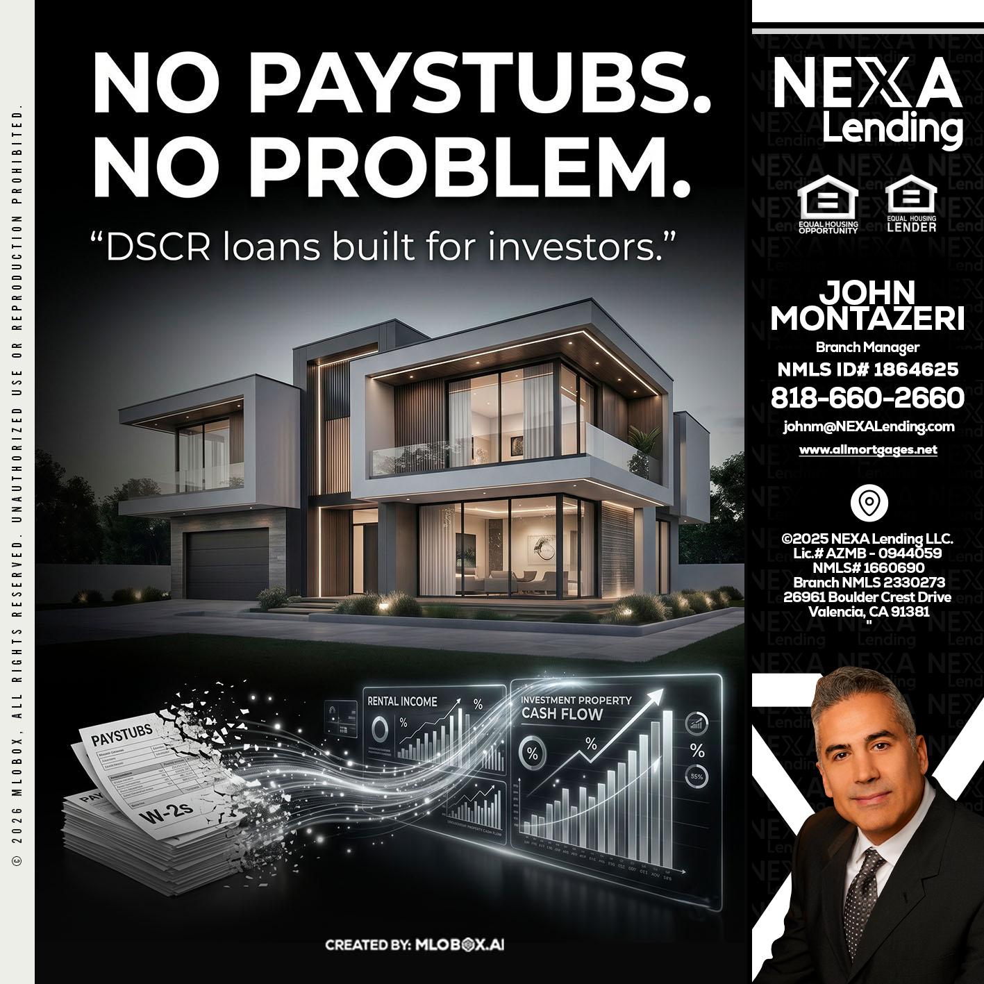 no paystub - John Montazeri -Branch Manager - Property Lending Specialist