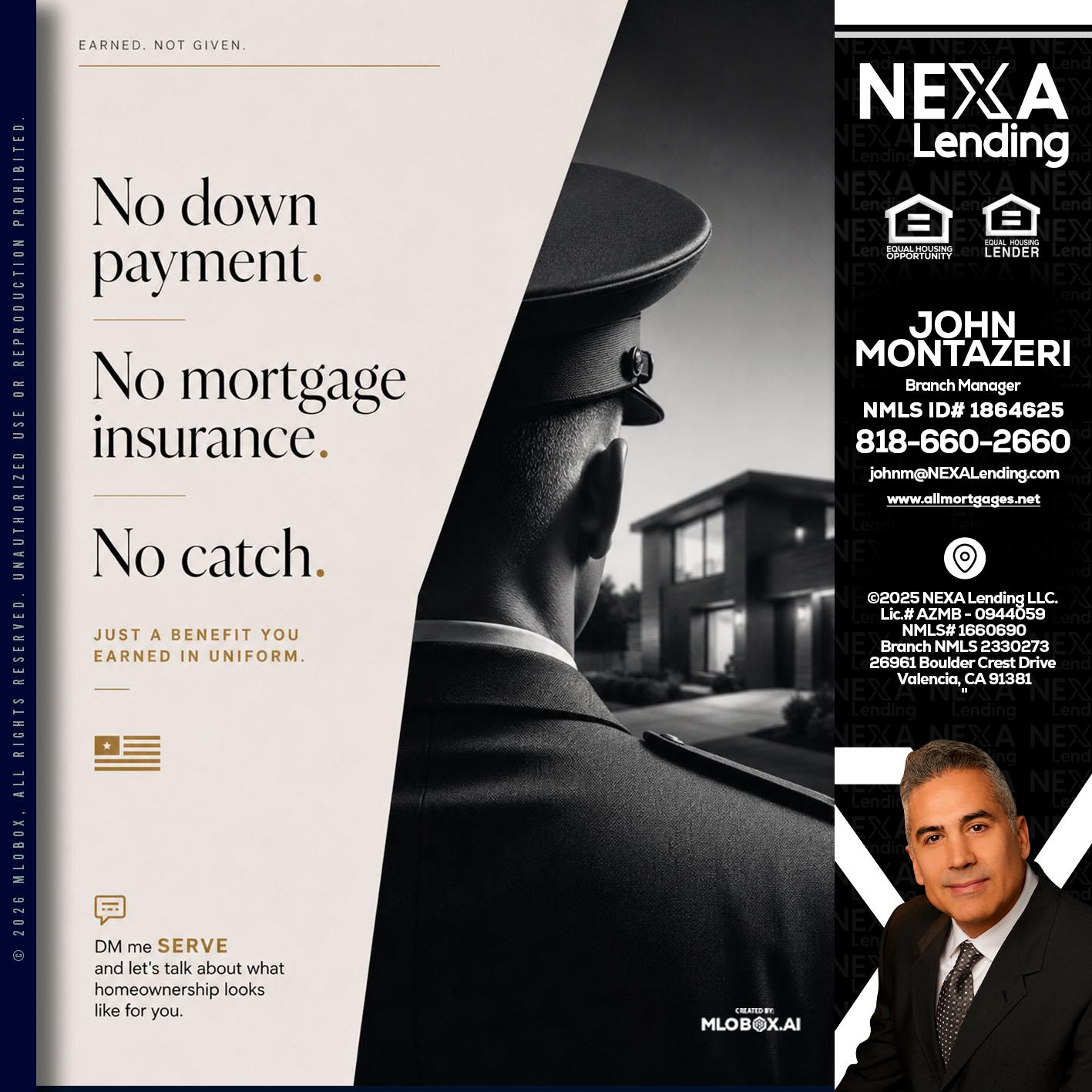 NO DOWN PAYMENT - John Montazeri -Branch Manager - Property Lending Specialist