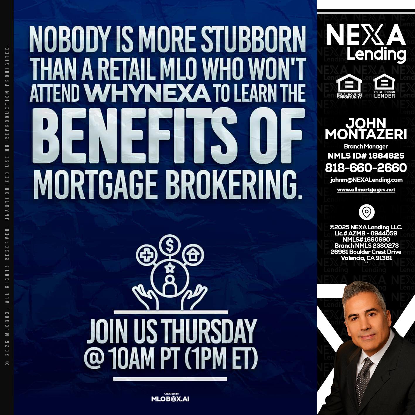 NOBODY IS MORE - John Montazeri -Branch Manager - Property Lending Specialist