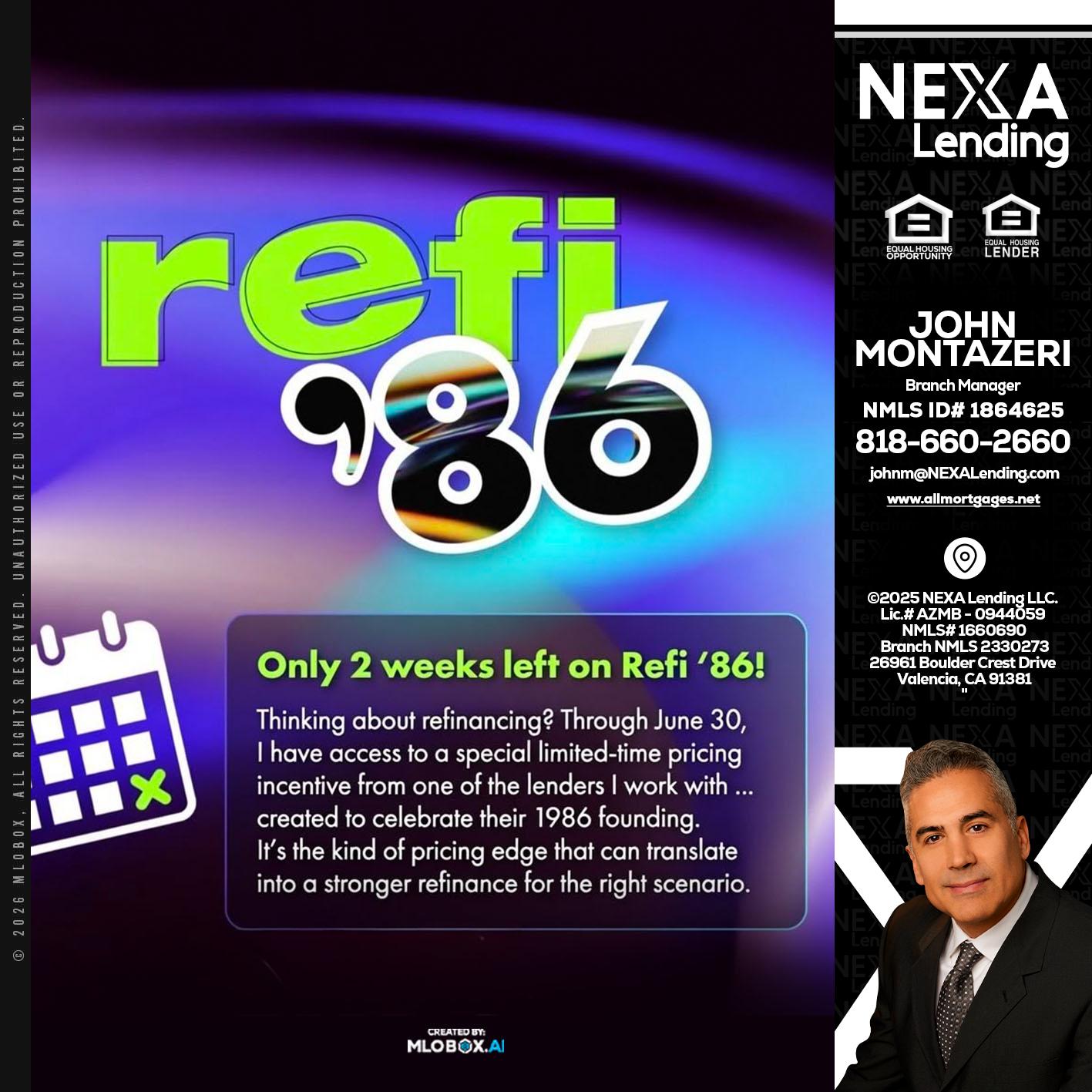 REFI 86 - John Montazeri -Branch Manager - Property Lending Specialist