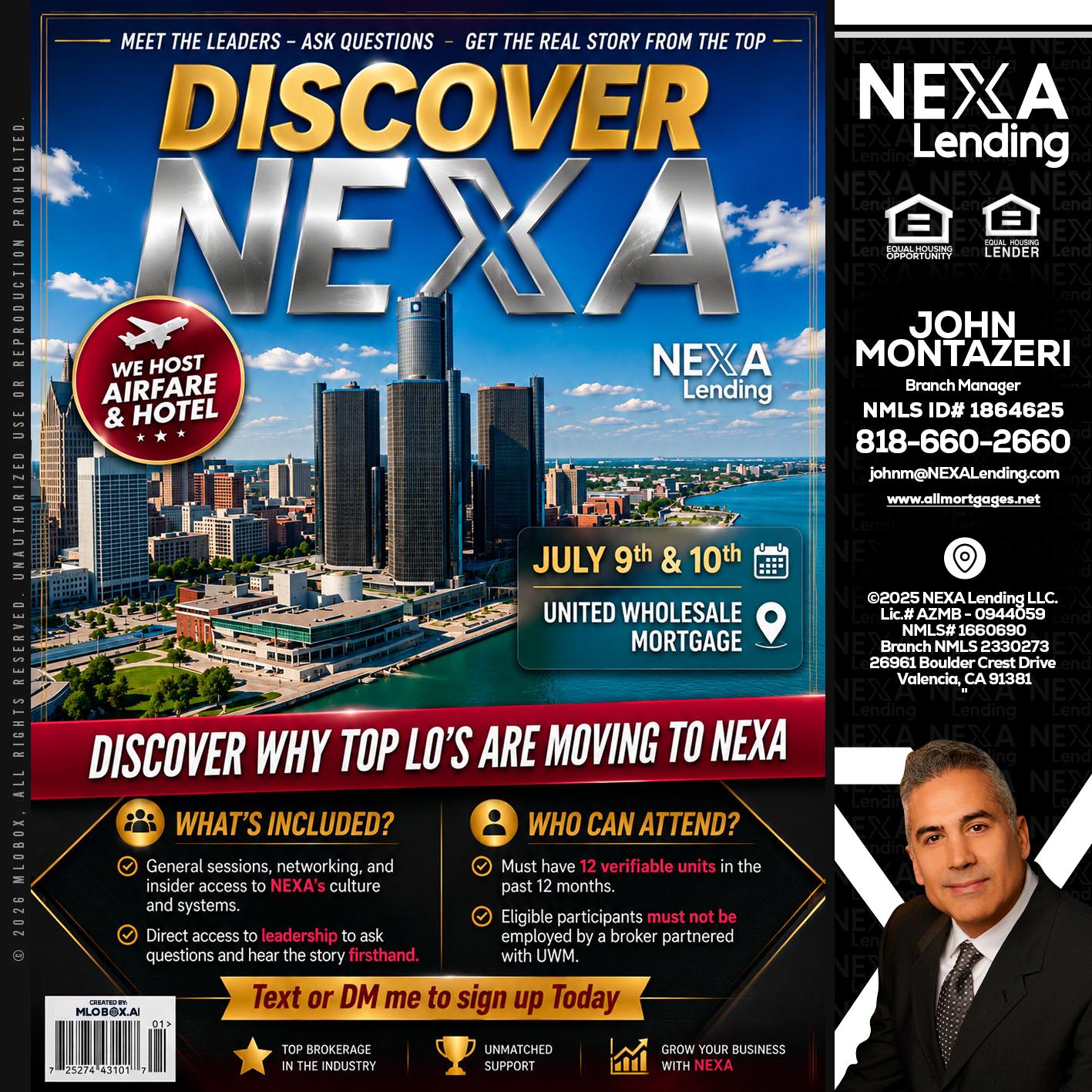 DISCOVER NEXA - John Montazeri -Branch Manager - Property Lending Specialist