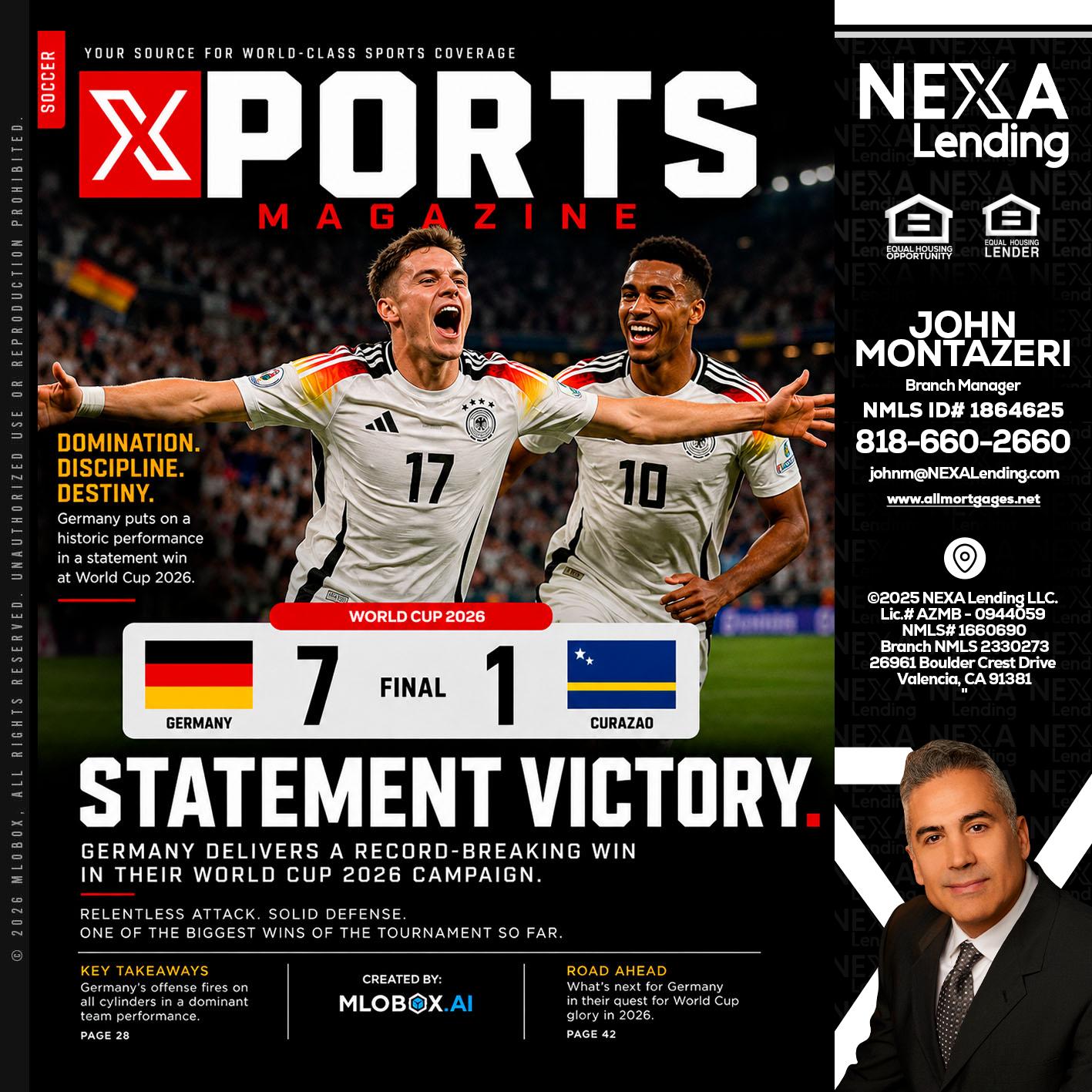 GERMANY VS CURASSAO (7-1) - John Montazeri -Branch Manager - Property Lending Specialist