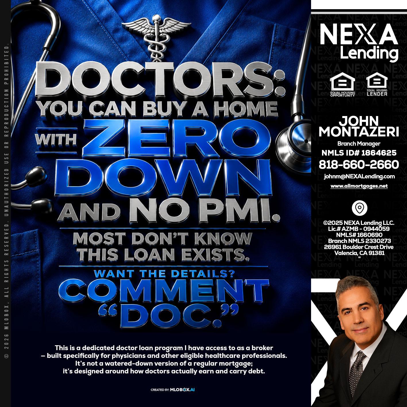 DOCTORS YOU CAN BUY - John Montazeri -Branch Manager - Property Lending Specialist