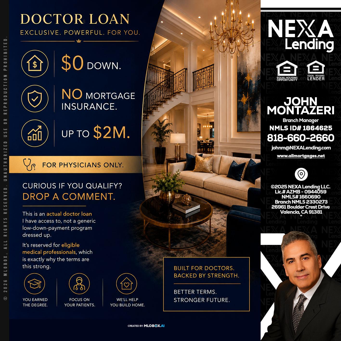 DOCTOR LOANS - John Montazeri -Branch Manager - Property Lending Specialist