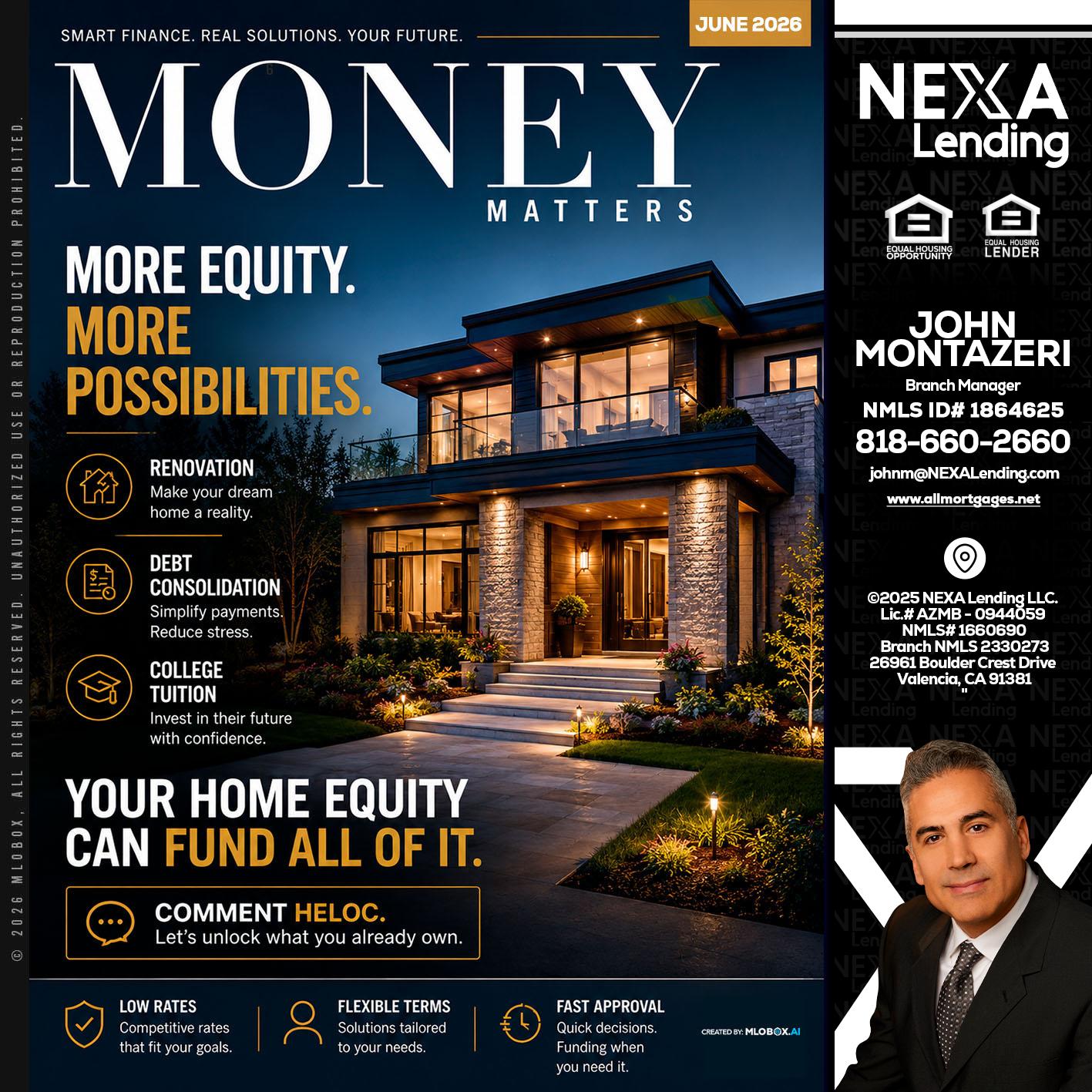 MONEY MATTERS - John Montazeri -Branch Manager - Property Lending Specialist