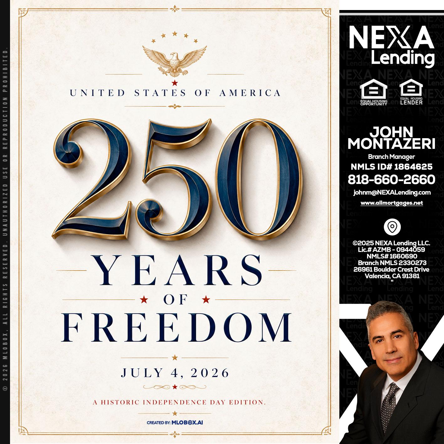 250 YEARS - John Montazeri -Branch Manager - Property Lending Specialist
