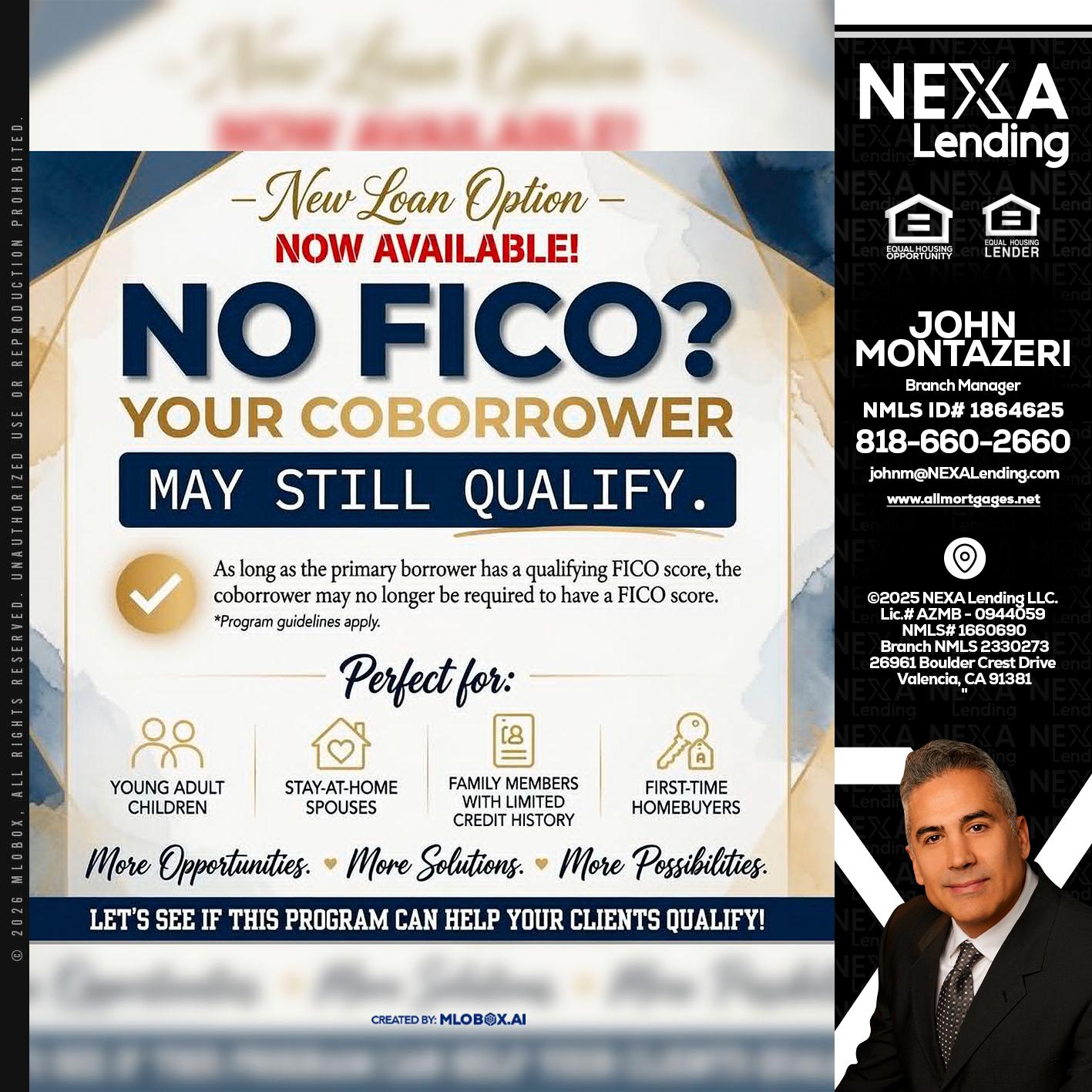 NO FICO? - John Montazeri -Branch Manager - Property Lending Specialist