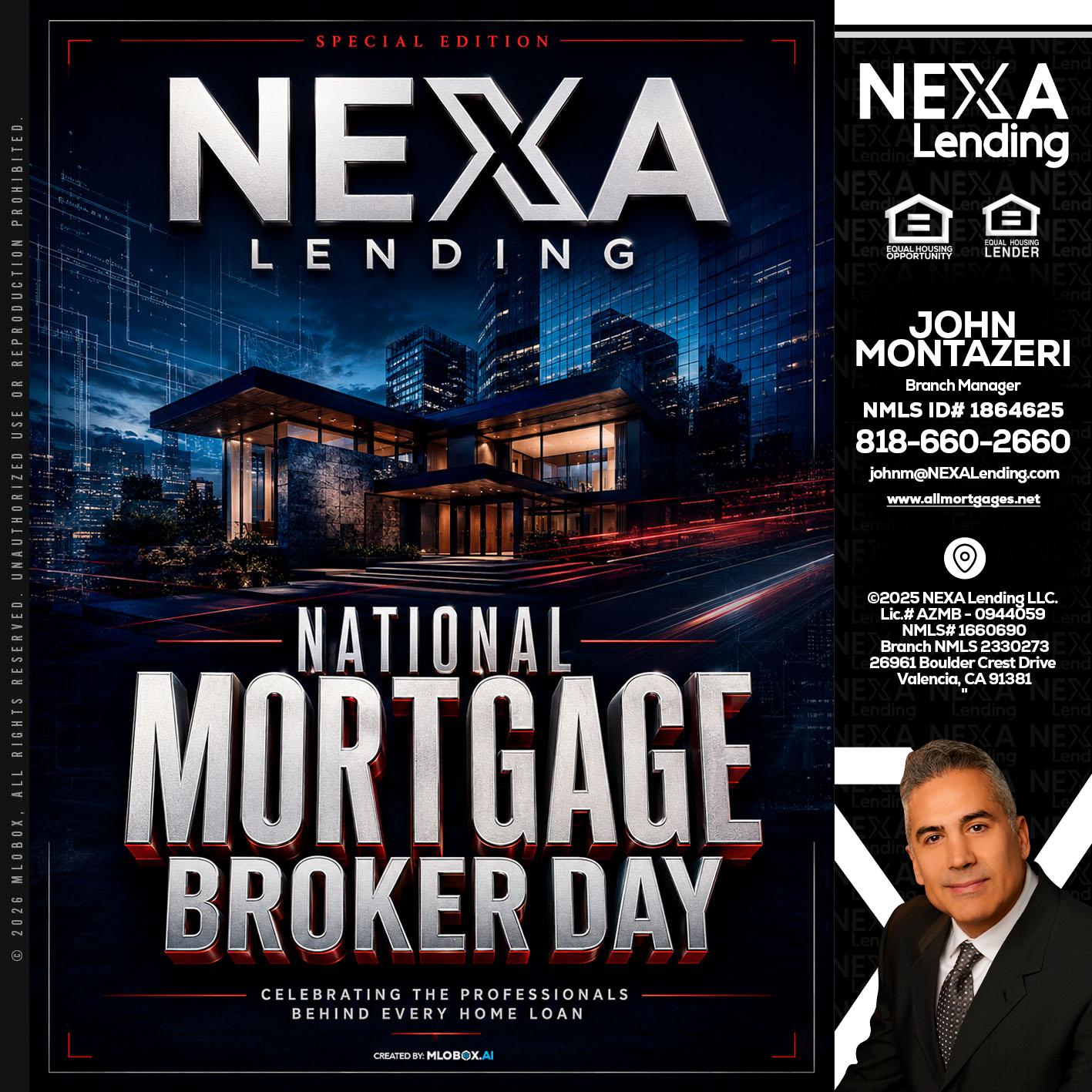 NATIONAL MORTGAGE BROKER DAY - John Montazeri -Branch Manager - Property Lending Specialist
