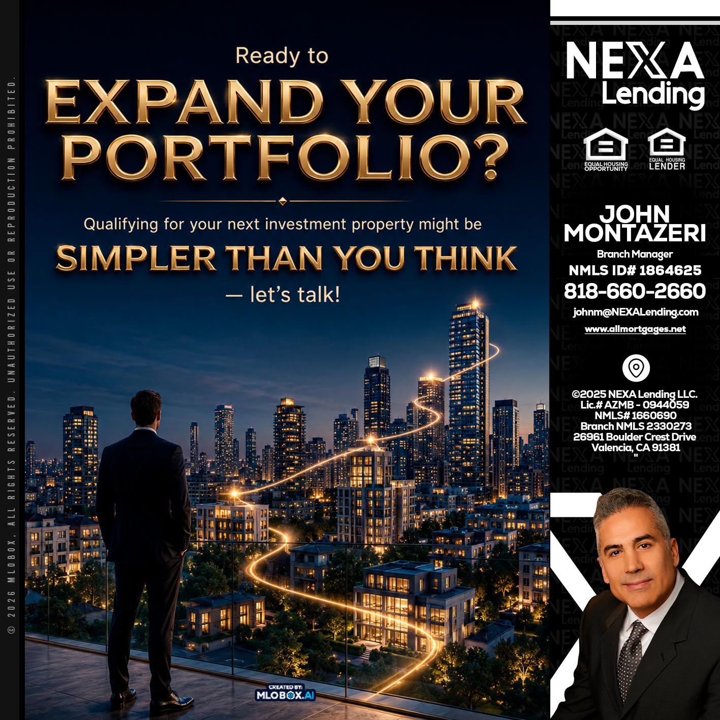 expand you portfolio - John Montazeri -Branch Manager - Property Lending Specialist