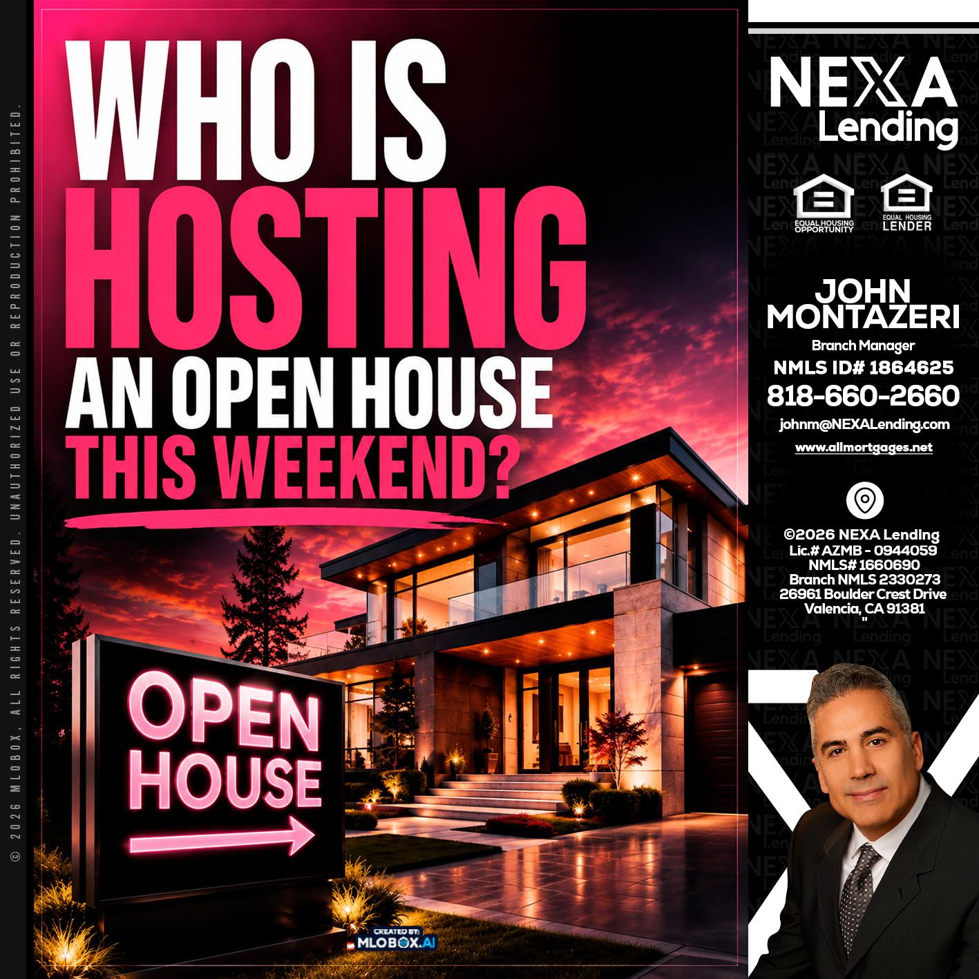 who's is hosting - John Montazeri -Branch Manager - Property Lending Specialist