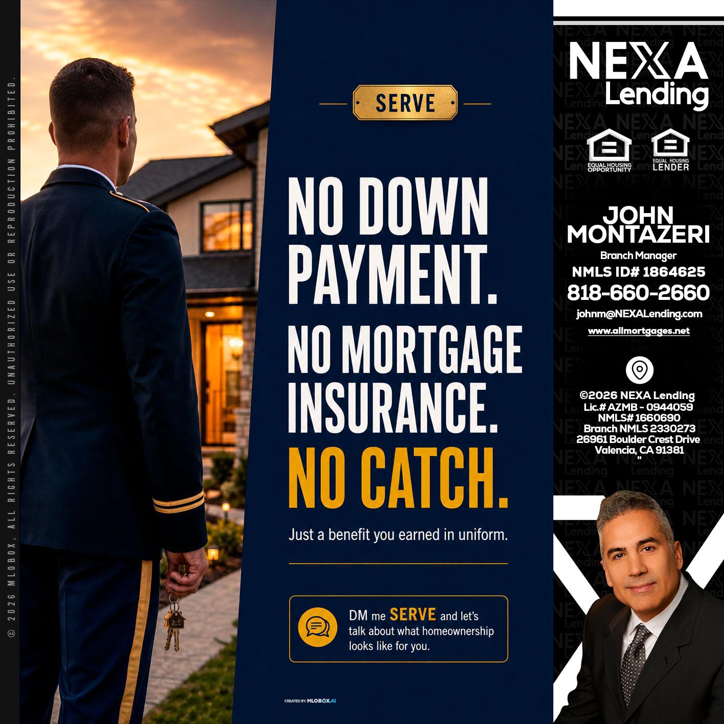 NO DOWN PAYMENT - John Montazeri -Branch Manager - Property Lending Specialist
