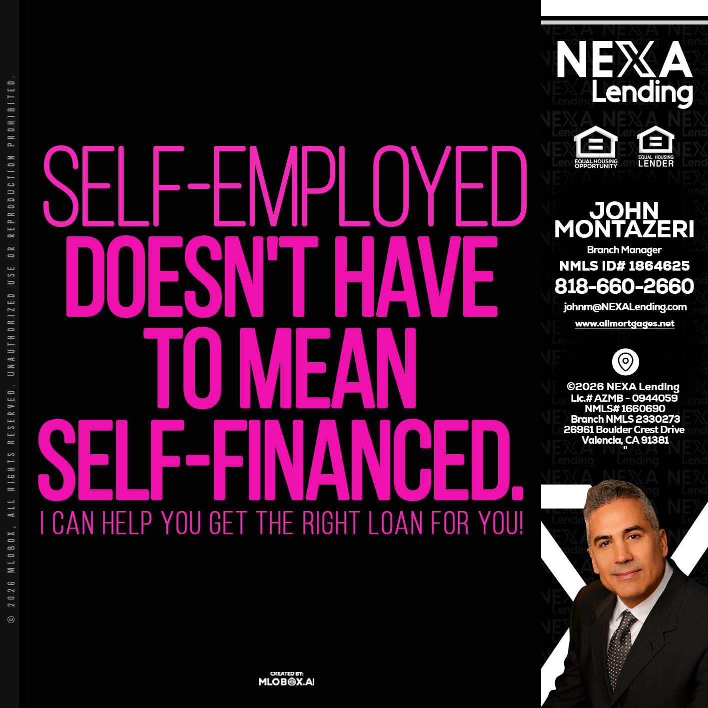 self employed - John Montazeri -Branch Manager - Property Lending Specialist