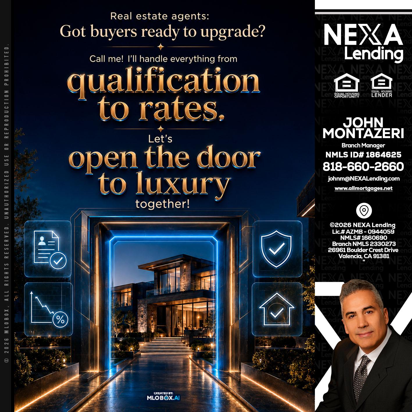 QUALIFICATION TO RATES - John Montazeri -Branch Manager - Property Lending Specialist
