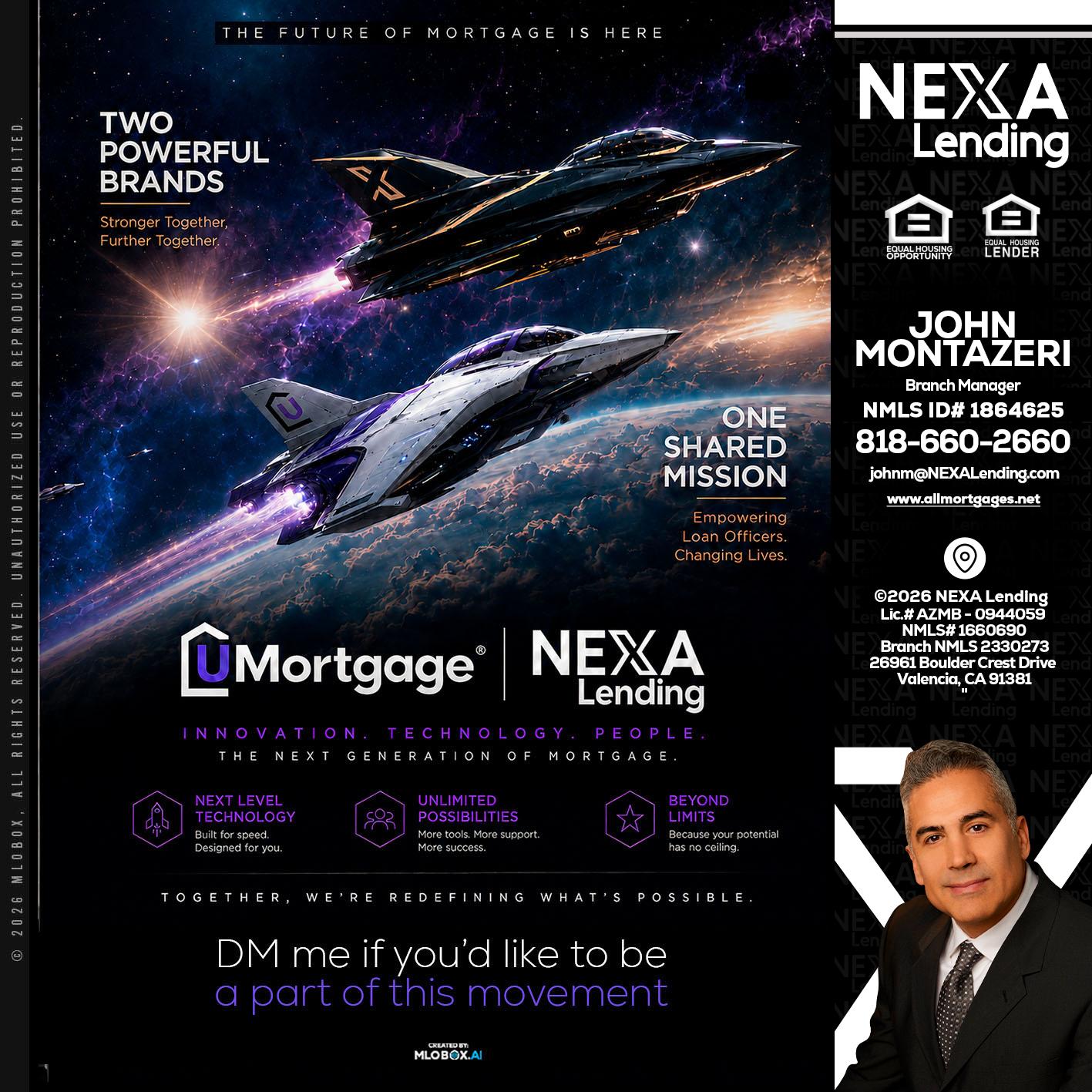 U Mortgage + NEXA lending - John Montazeri -Branch Manager - Property Lending Specialist