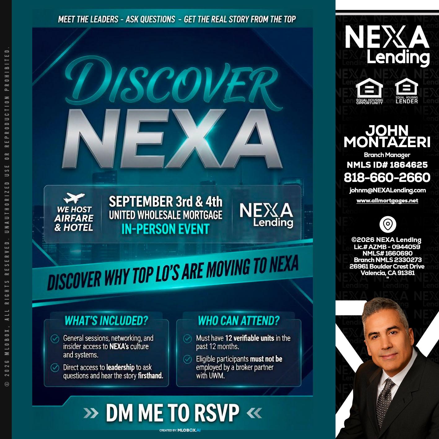 DISCOVER NEXA - John Montazeri -Branch Manager - Property Lending Specialist