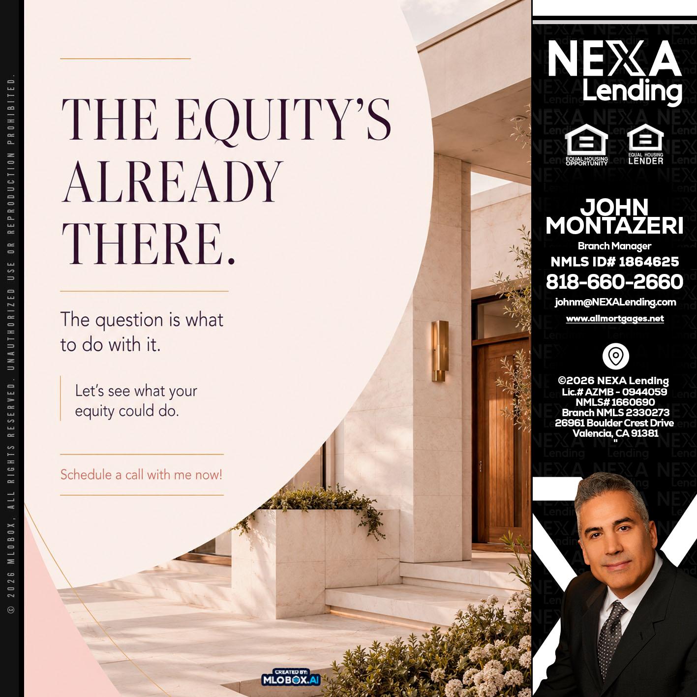 THE EQUITY'S - John Montazeri -Branch Manager - Property Lending Specialist