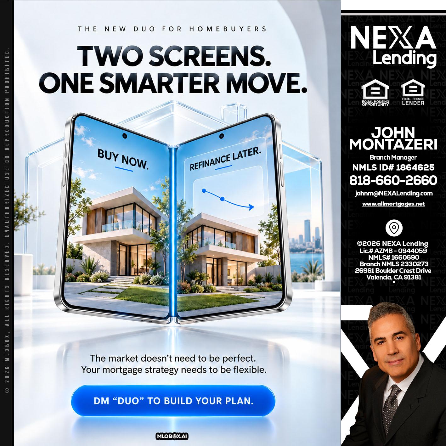 TWO SCREENS - John Montazeri -Branch Manager - Property Lending Specialist