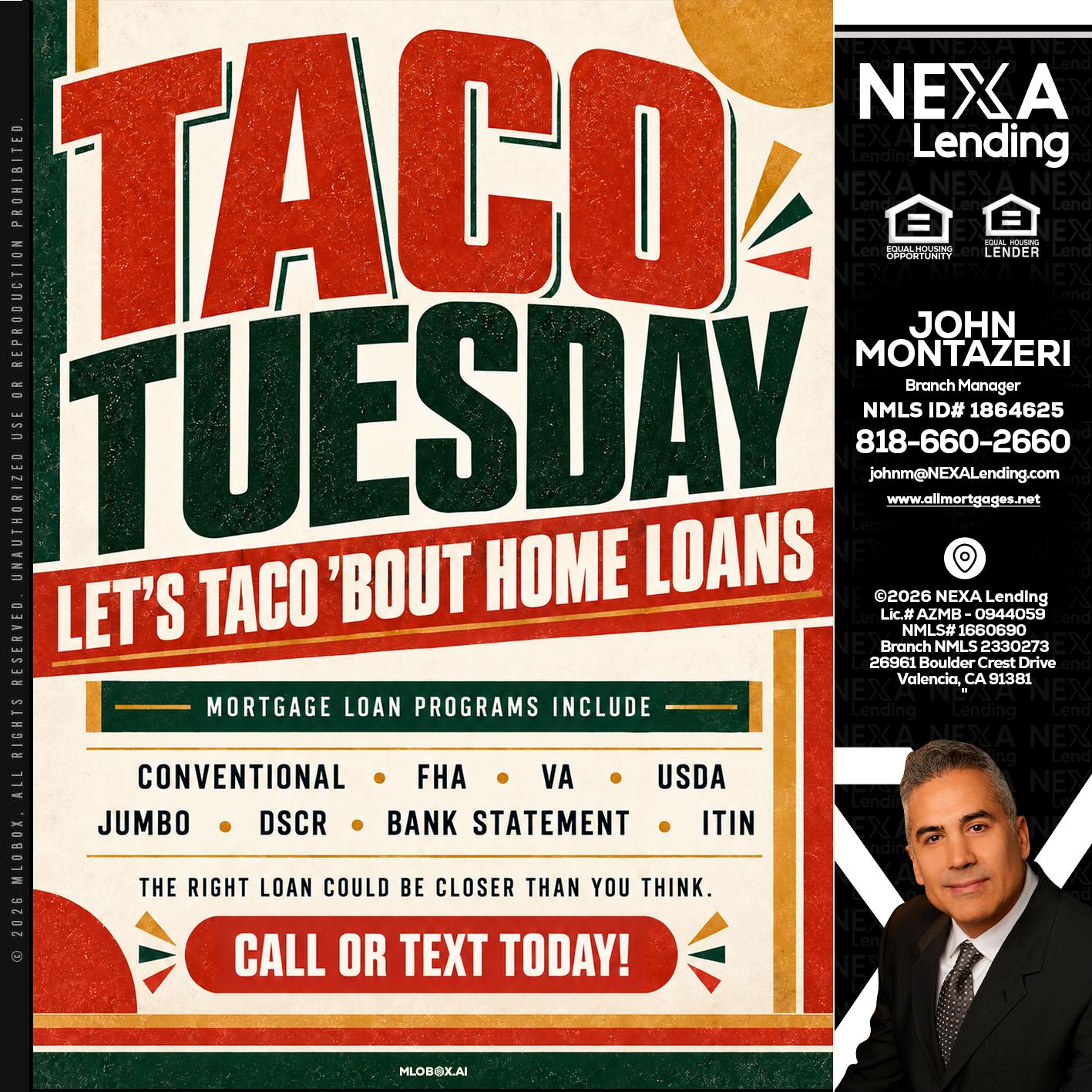 TACO TUESDAY - John Montazeri -Branch Manager - Property Lending Specialist