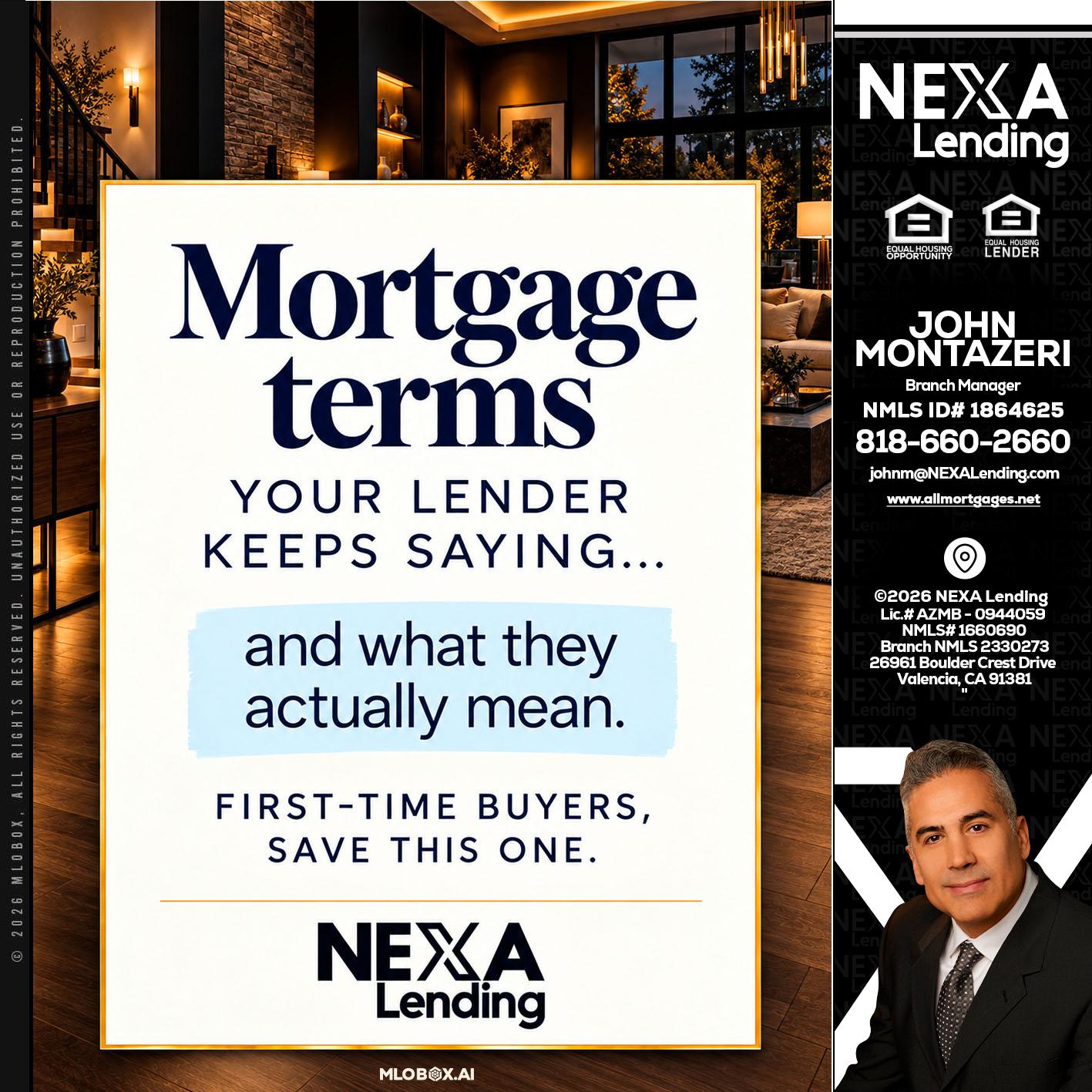 mortgage terms - John Montazeri -Branch Manager - Property Lending Specialist