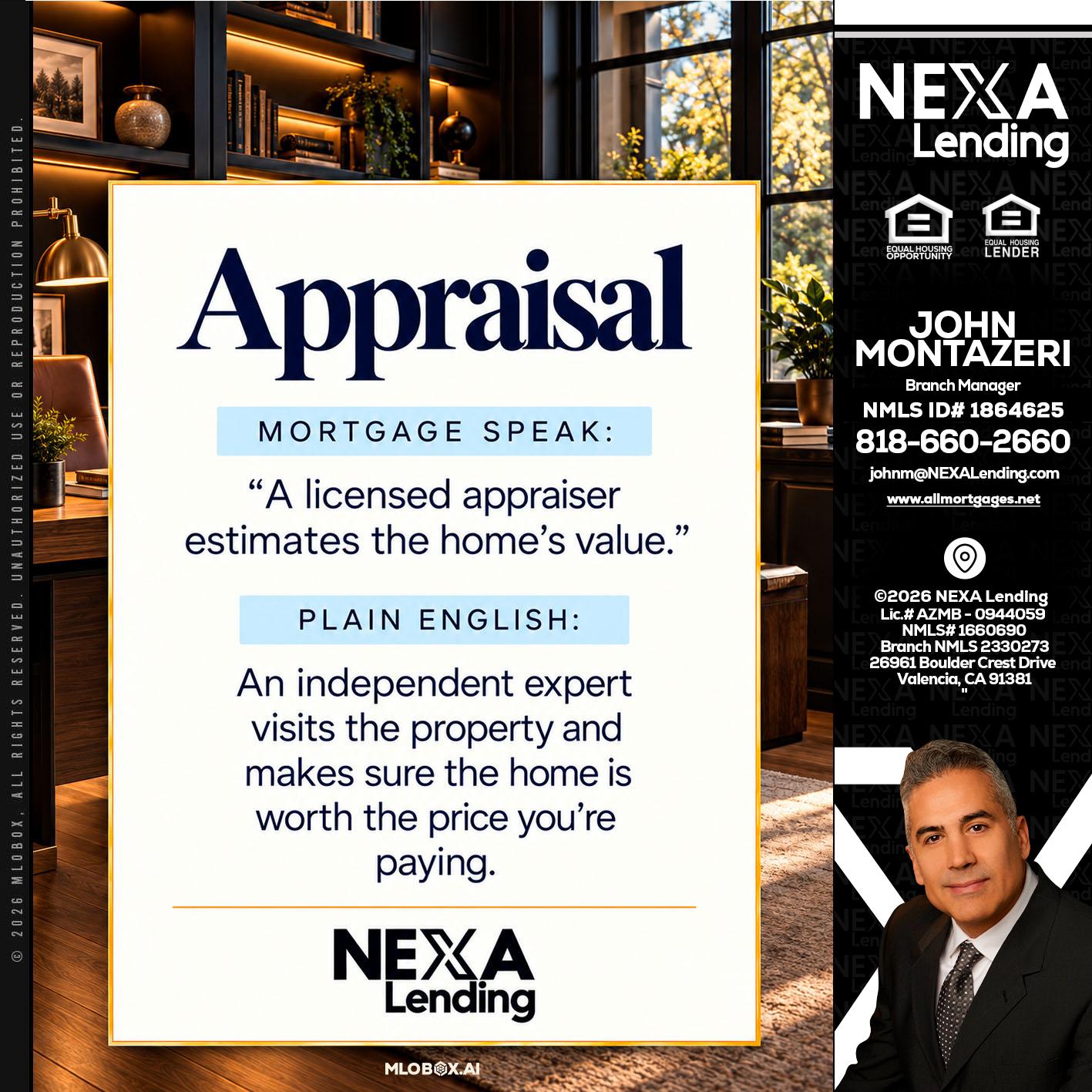 appraisal - John Montazeri -Branch Manager - Property Lending Specialist