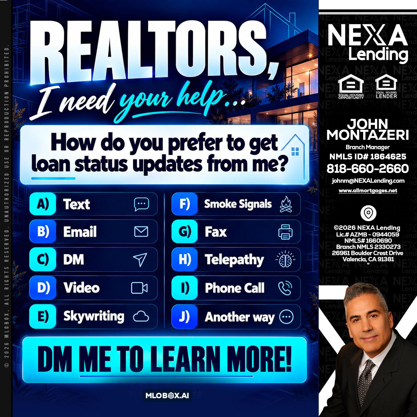 REALTORS - John Montazeri -Branch Manager - Property Lending Specialist